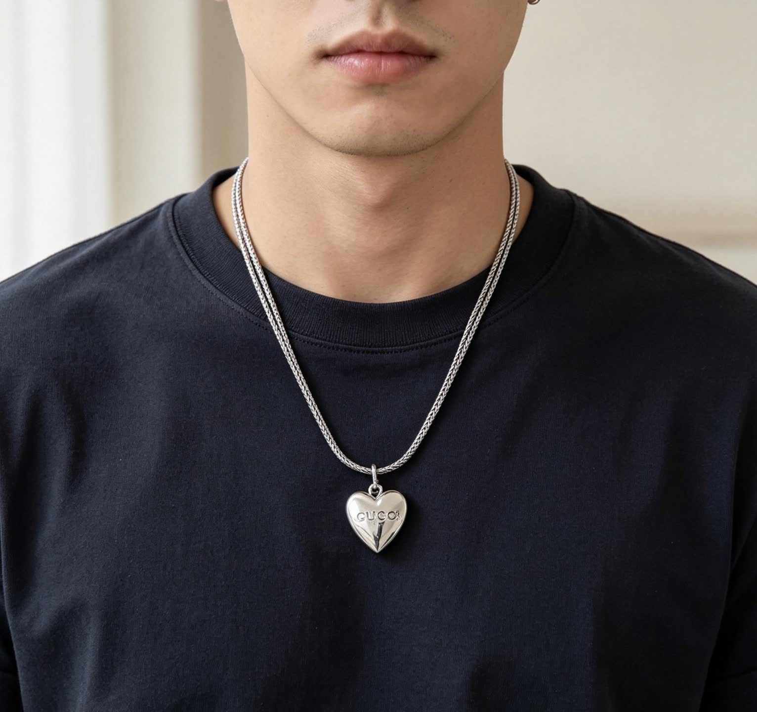 Gucci Silver Heart Pendant Necklace