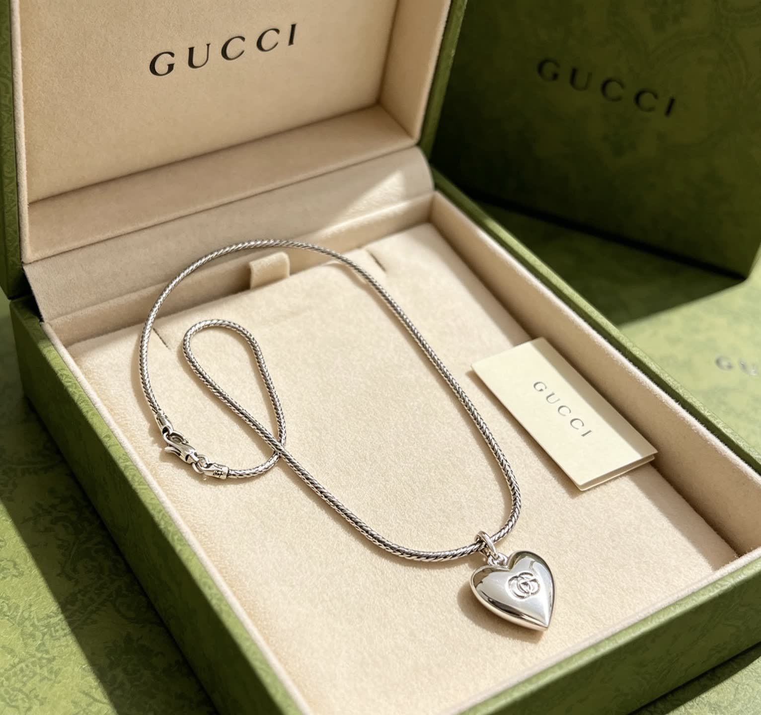 Gucci Silver Heart Pendant Necklace
