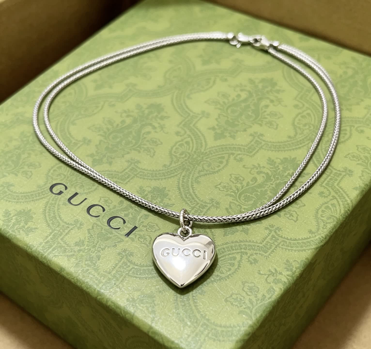 Gucci Silver Heart Pendant Necklace