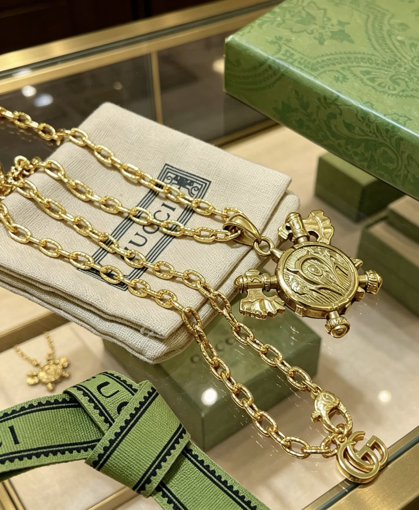 Gucci Gold-Plated Interlocking G Cross Pendant Necklace