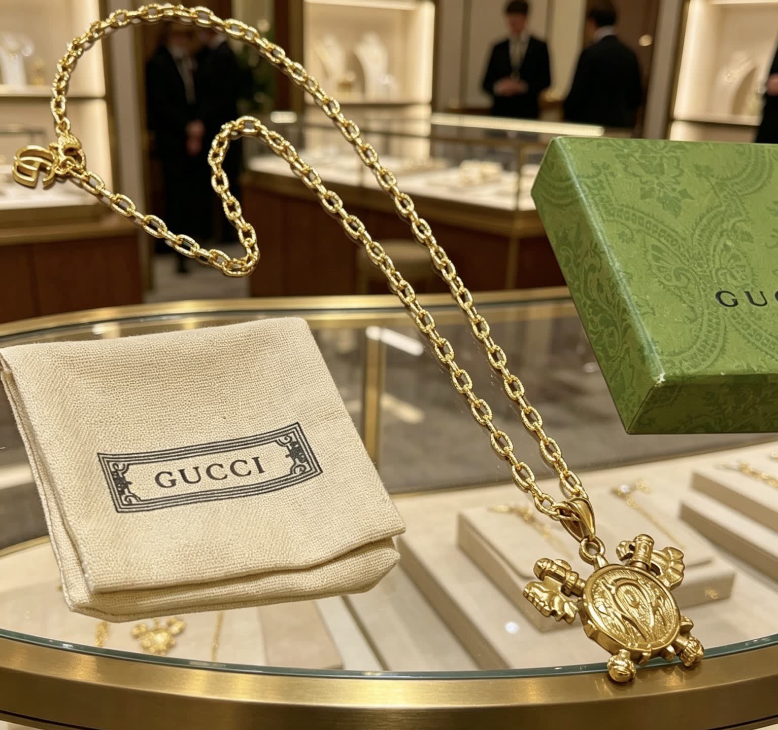 Gucci Gold-Plated Interlocking G Cross Pendant Necklace