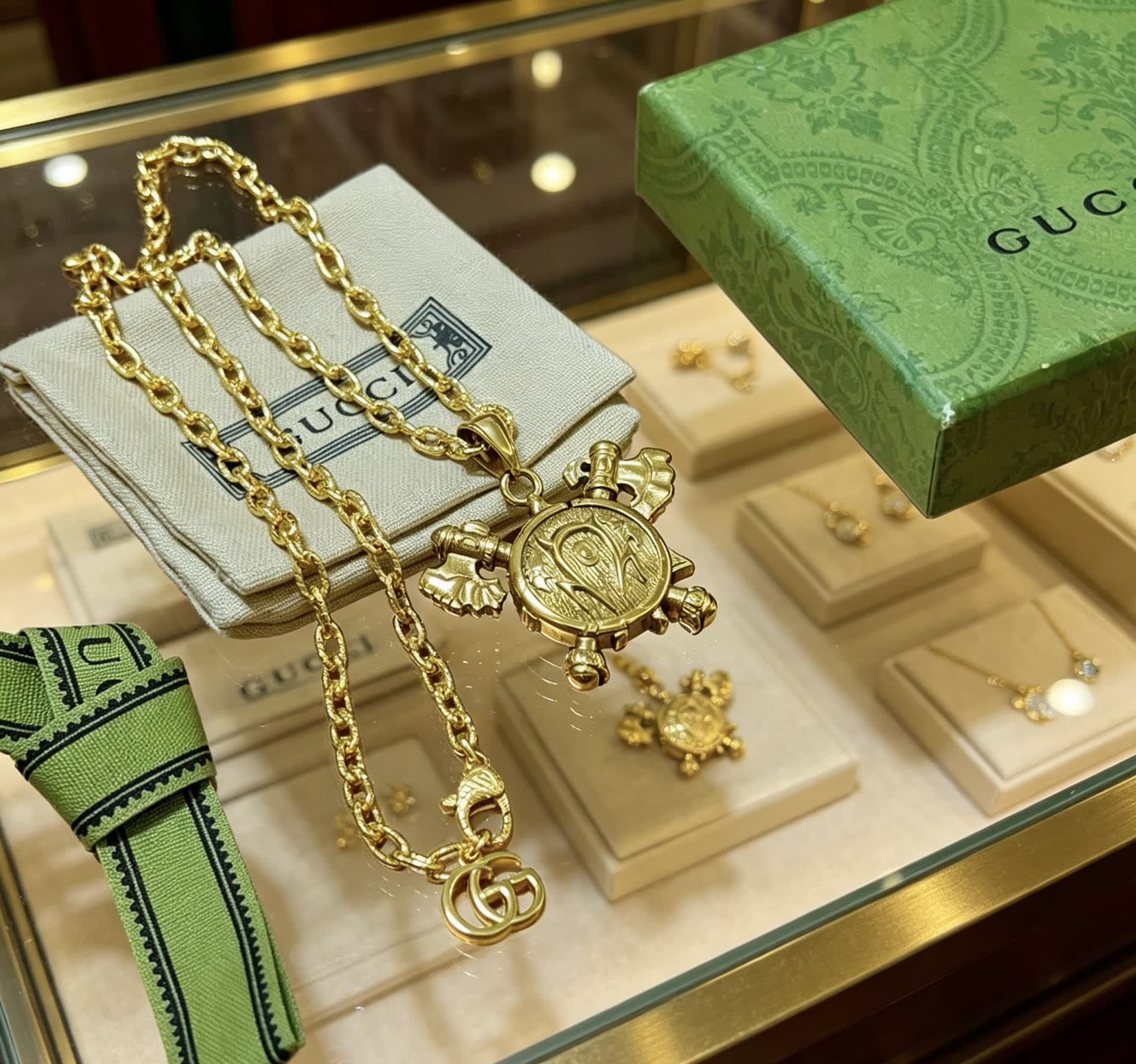 Gucci Gold-Plated Interlocking G Cross Pendant Necklace