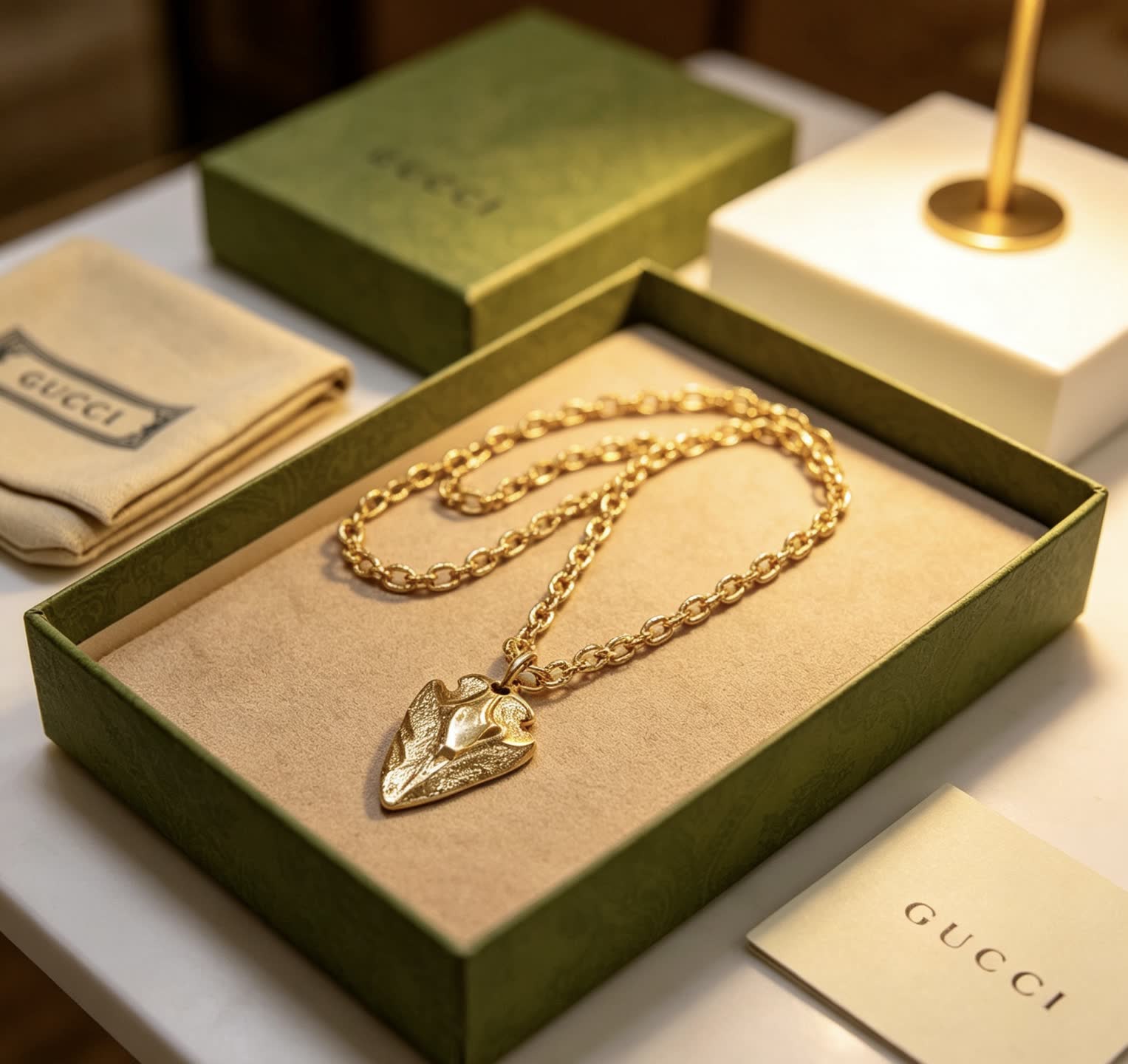 Gucci Gold Leaf Pendant Necklace Gucci Gold Leaf Pendant Necklace
