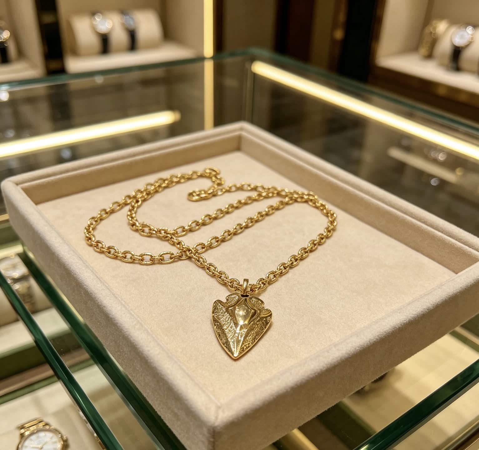 Gucci Gold Leaf Pendant Necklace