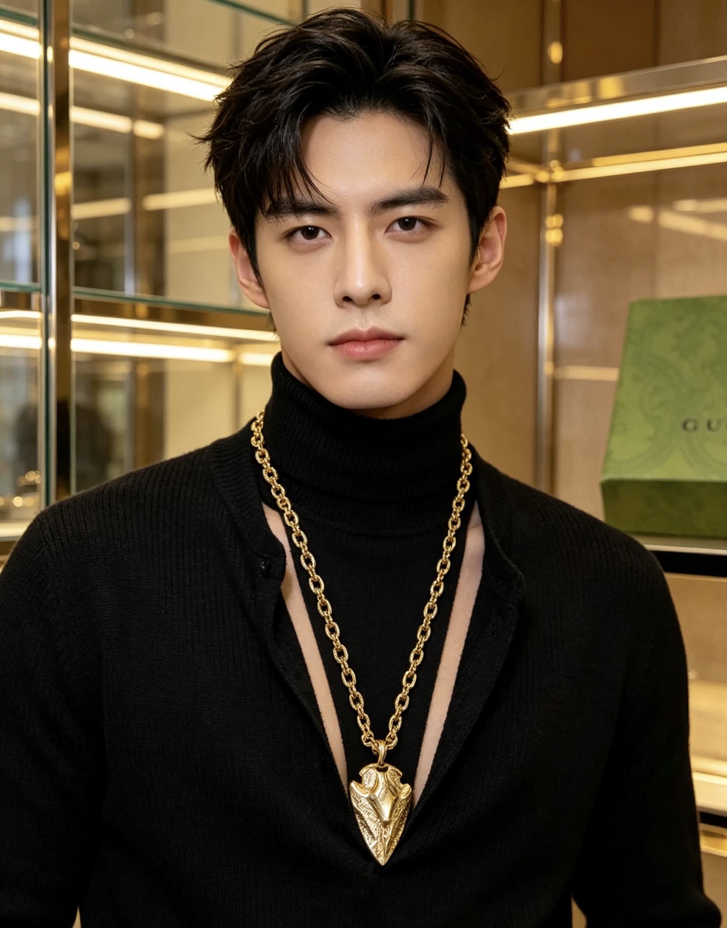 Gucci Gold Leaf Pendant Necklace