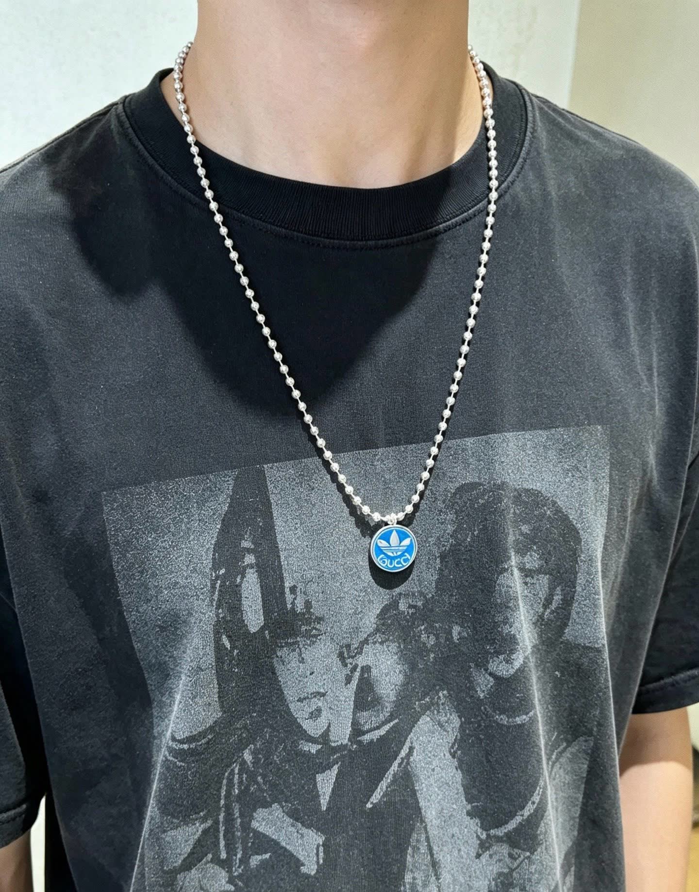 Gucci Adidas Originals Logo Pendant Necklace