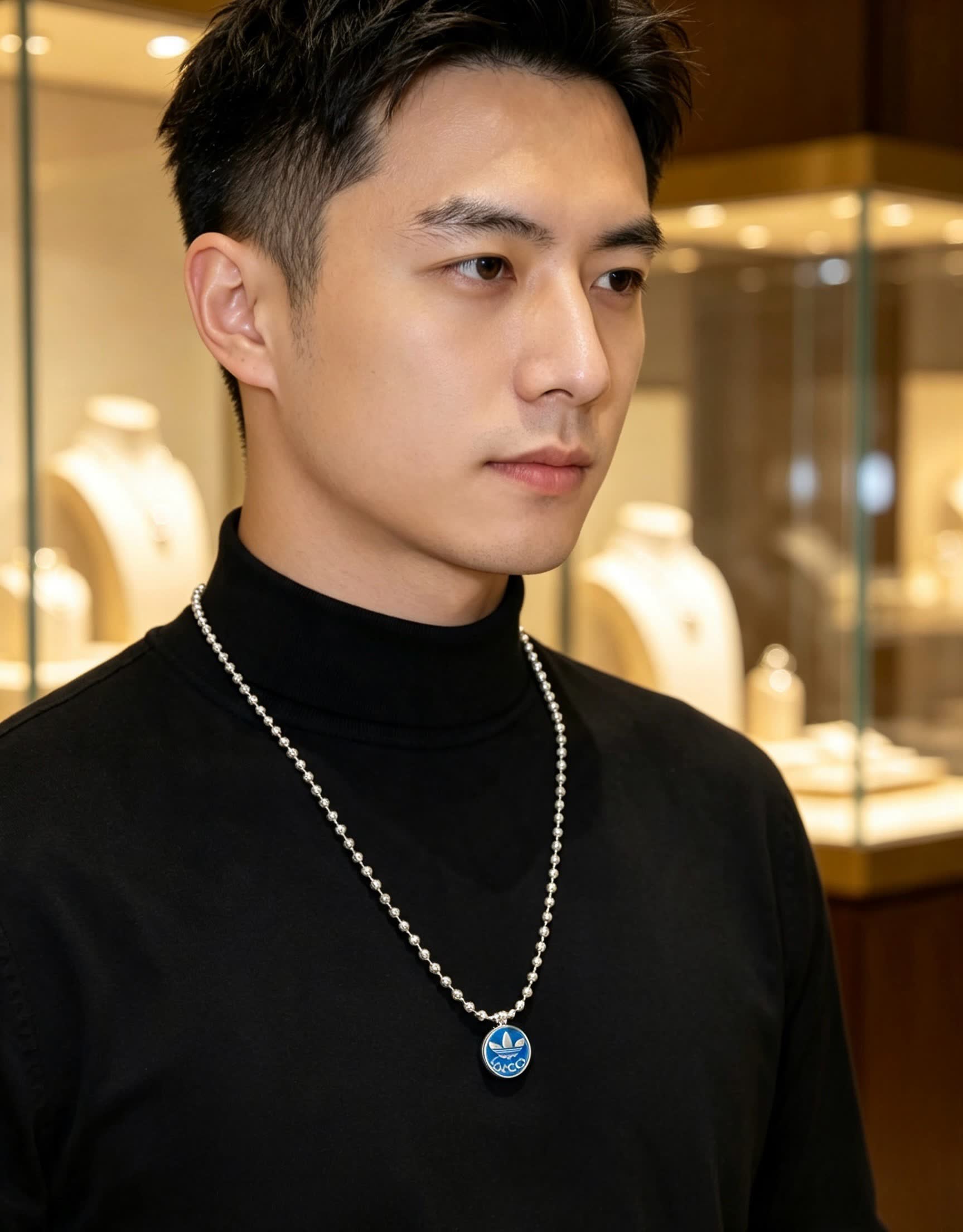 Gucci Adidas Originals Logo Pendant Necklace