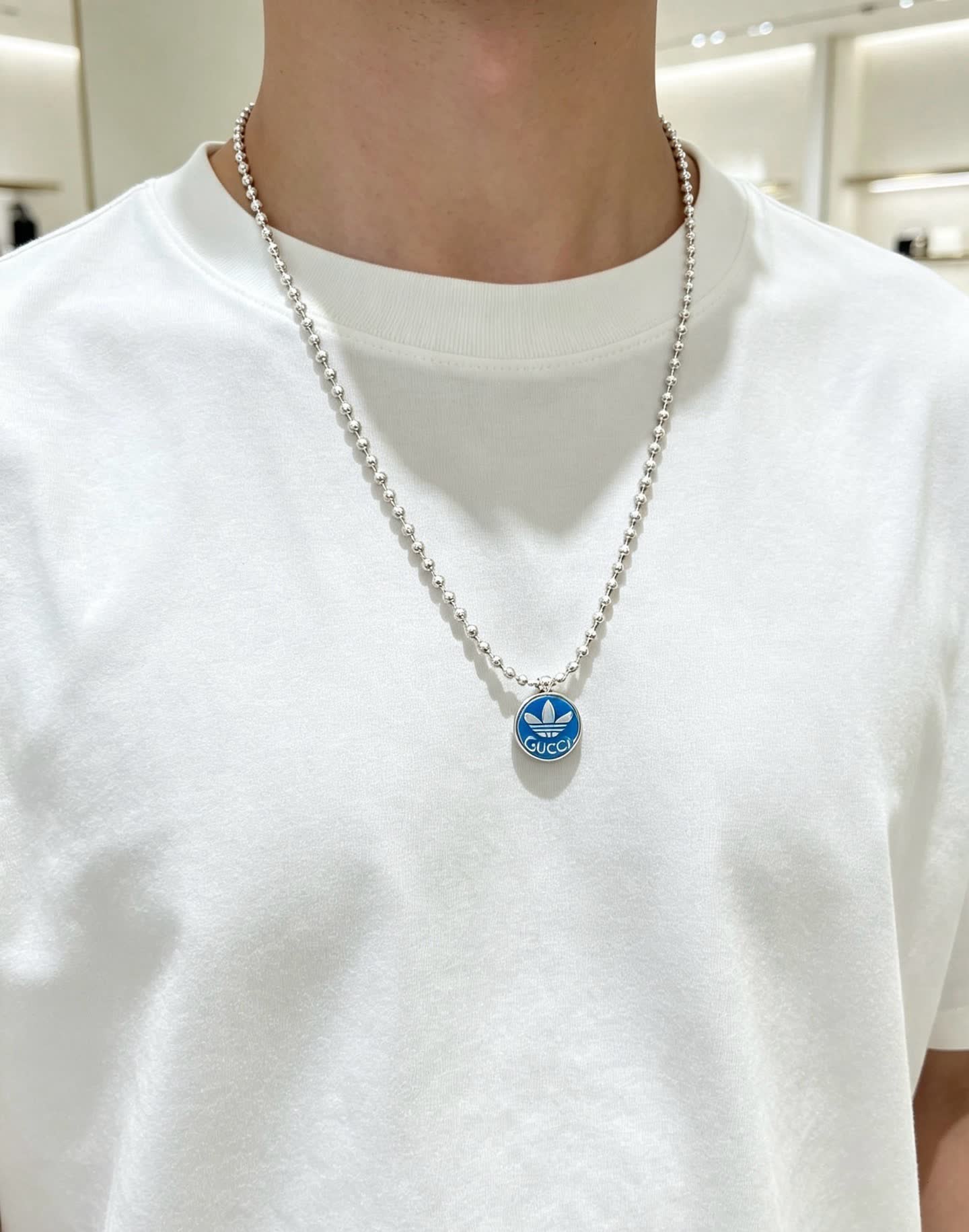 Gucci Adidas Originals Logo Pendant Necklace