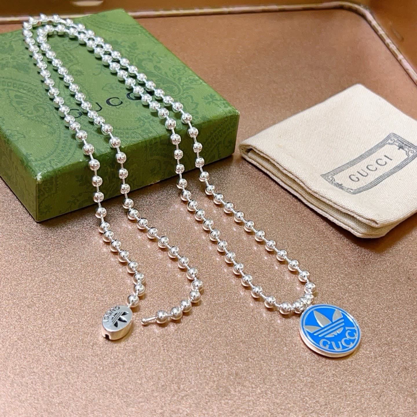 Gucci Adidas Originals Logo Pendant Necklace