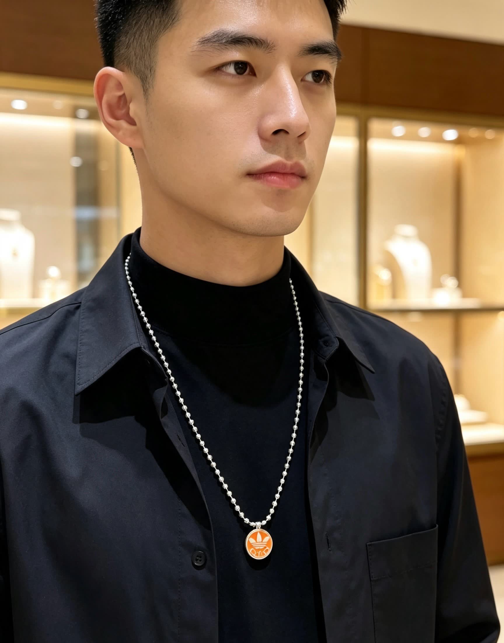 Gucci Adidas Originals Logo Pendant Necklace