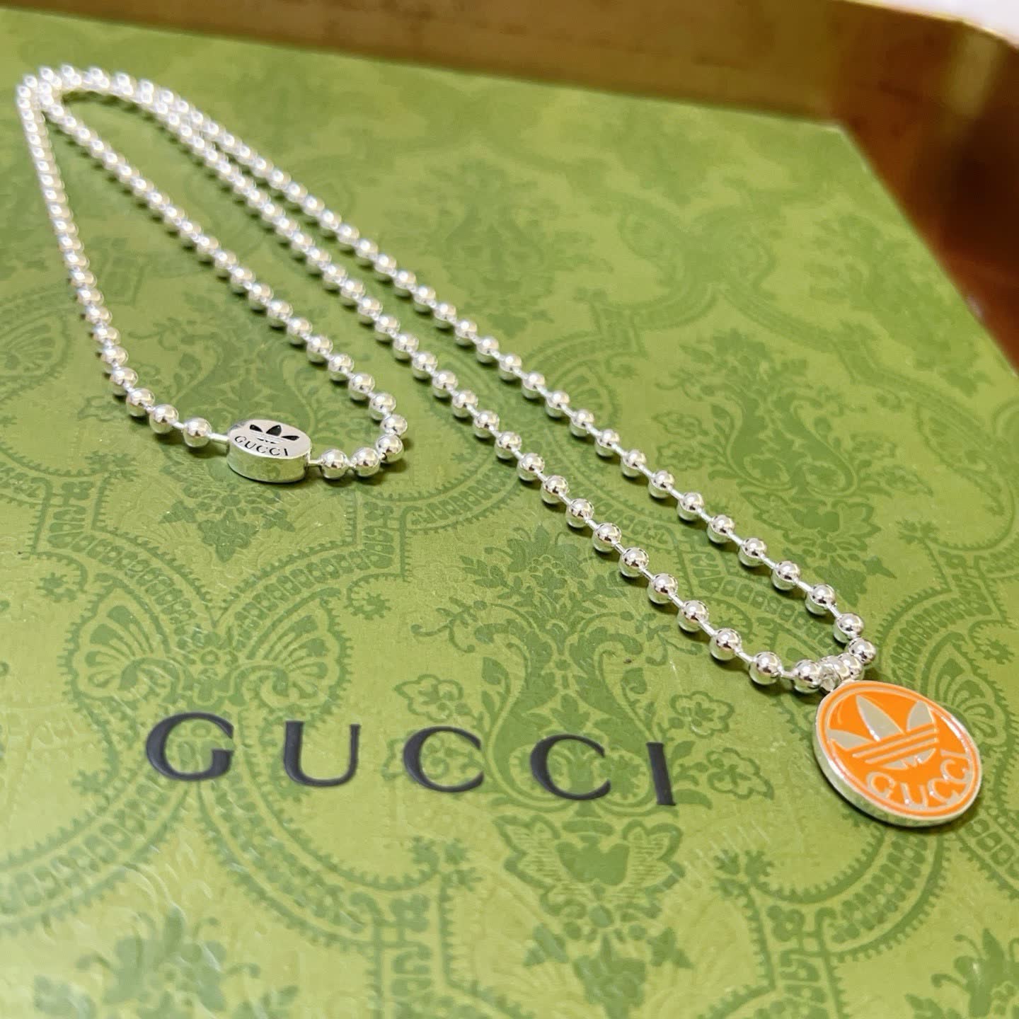 Gucci Adidas Originals Logo Pendant Necklace