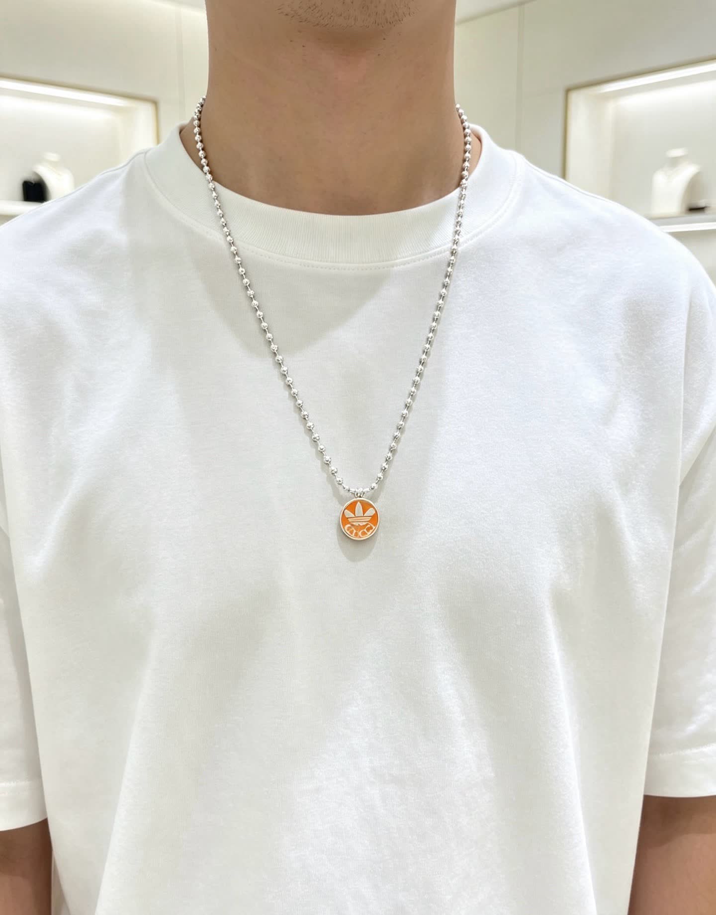 Gucci Adidas Originals Logo Pendant Necklace