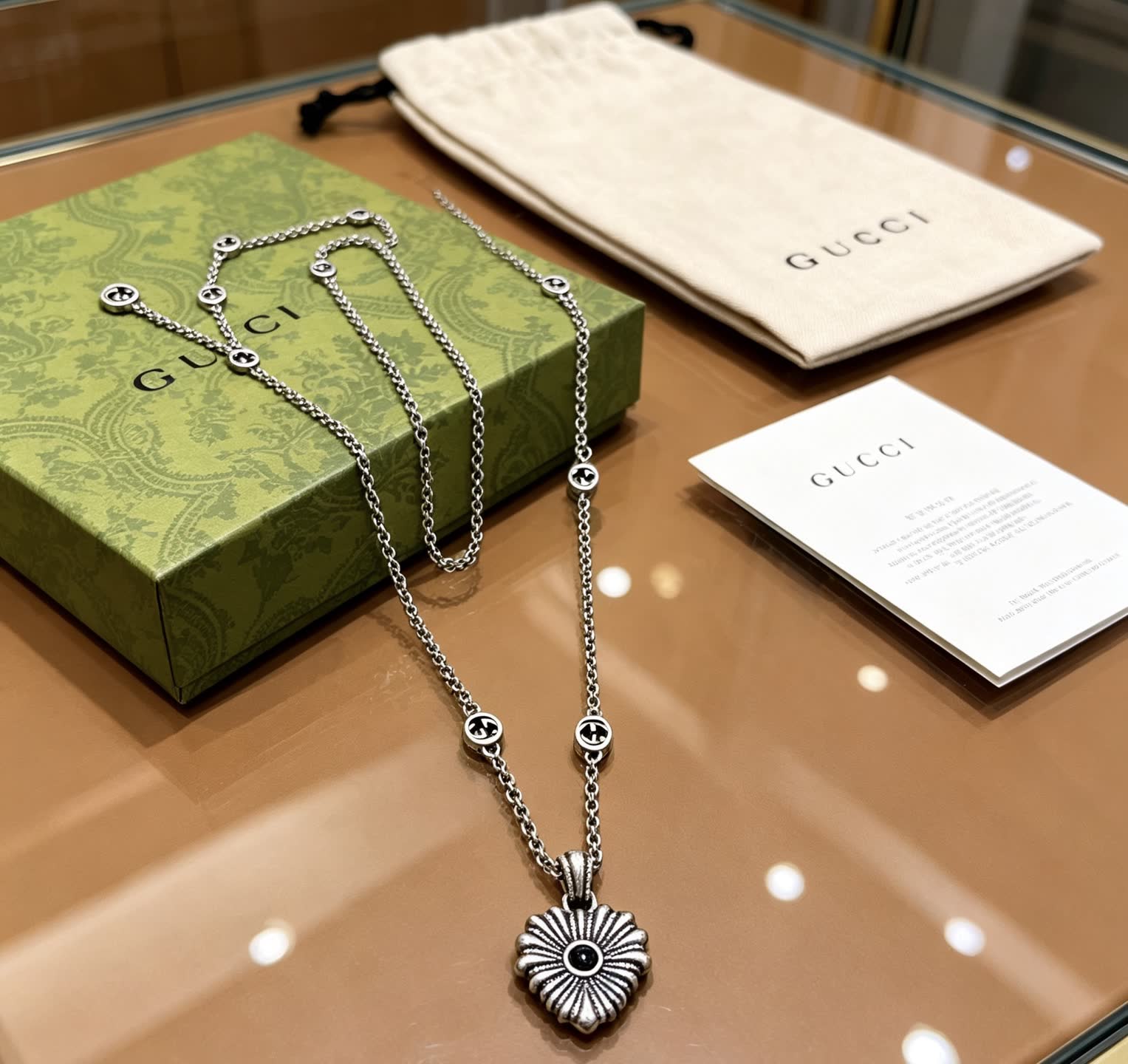 Gucci Silver Chain with Flower Pendant