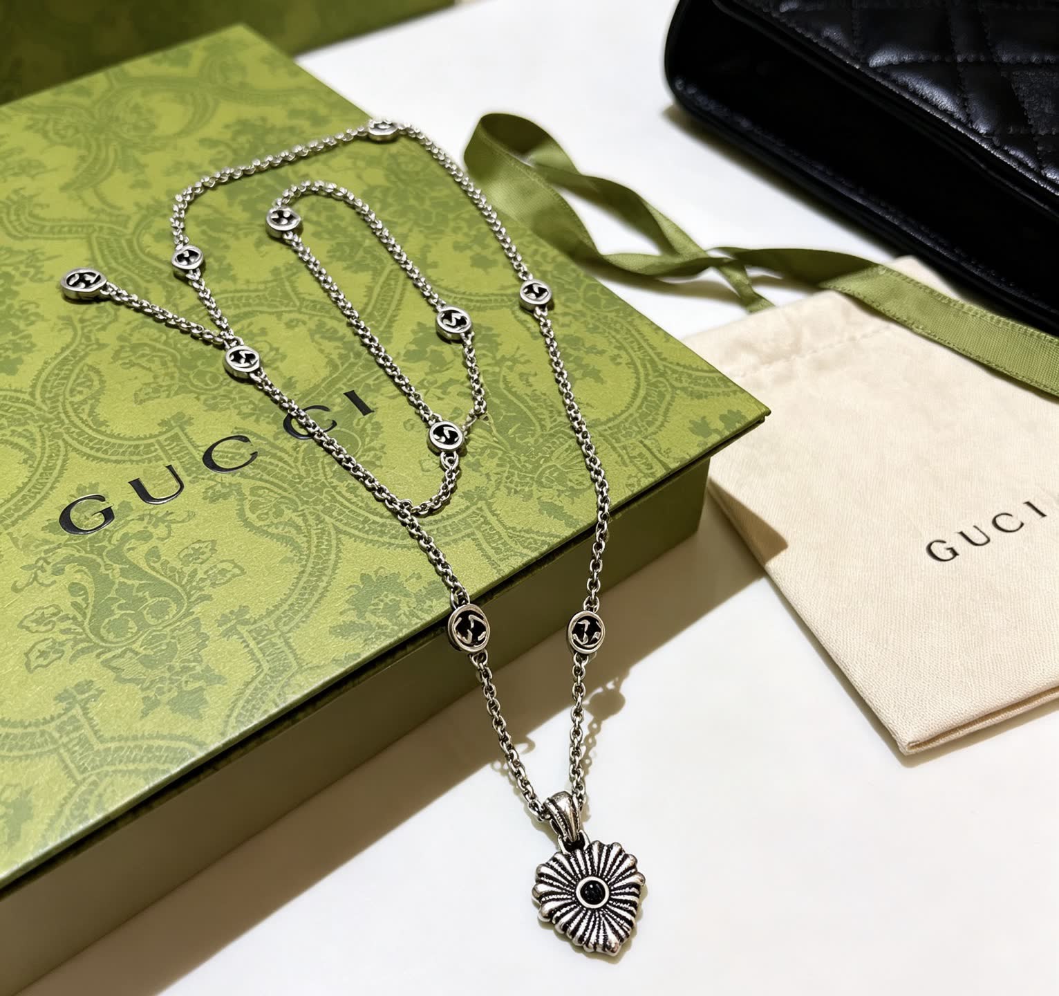Gucci Silver Chain with Flower Pendant