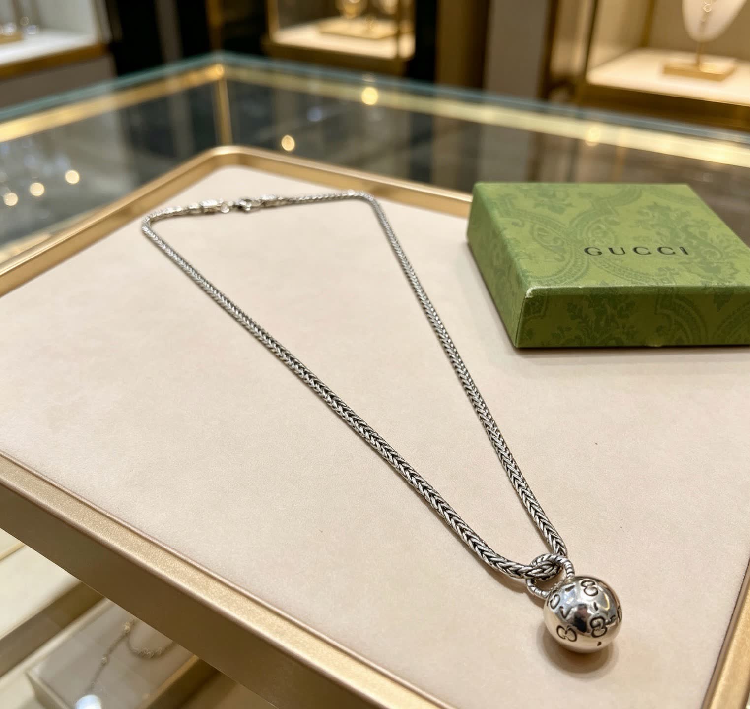 Gucci Silver Chain with Interlocking G Pendant