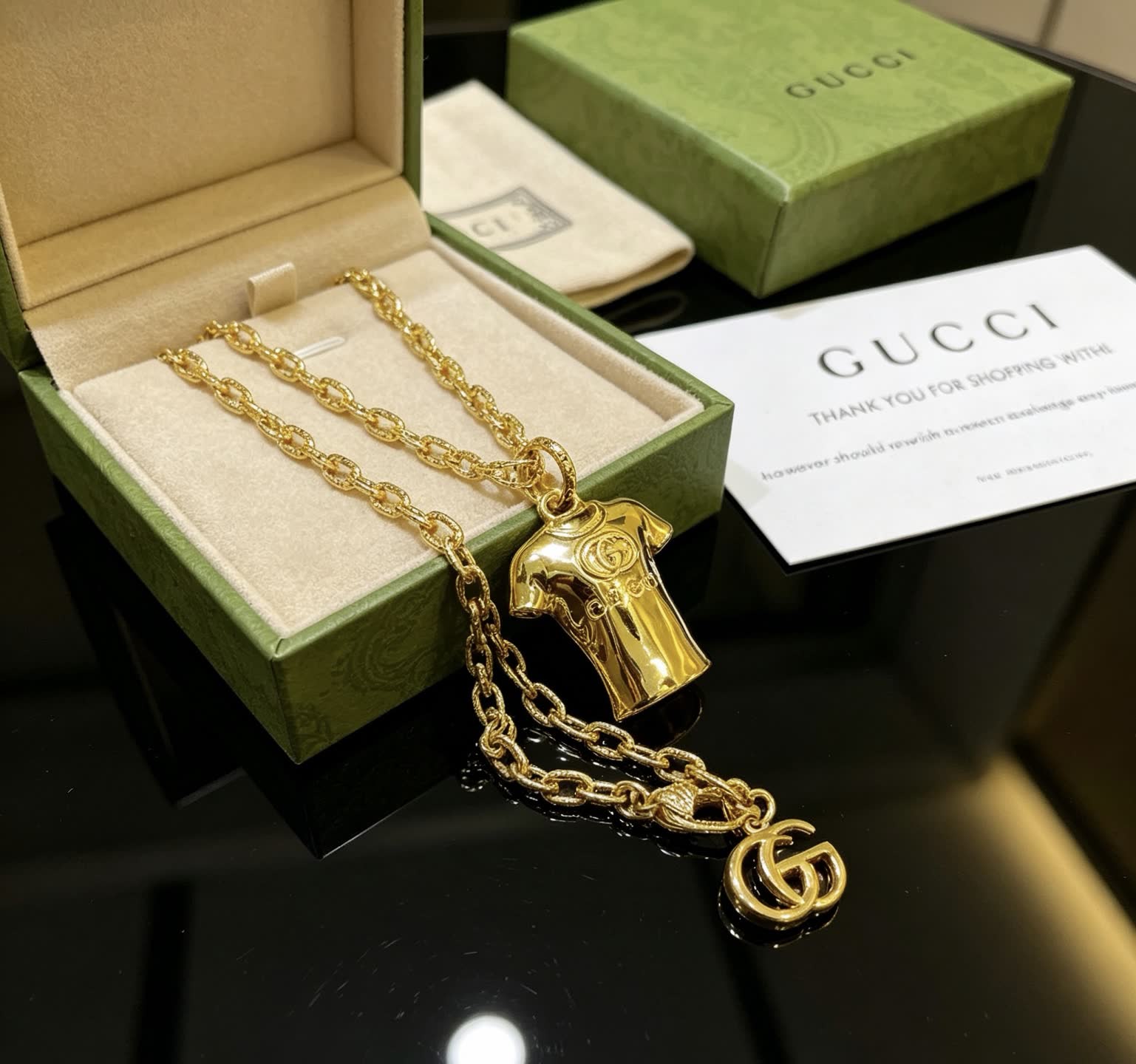 Gucci Gold Chain with T-shirt Pendant