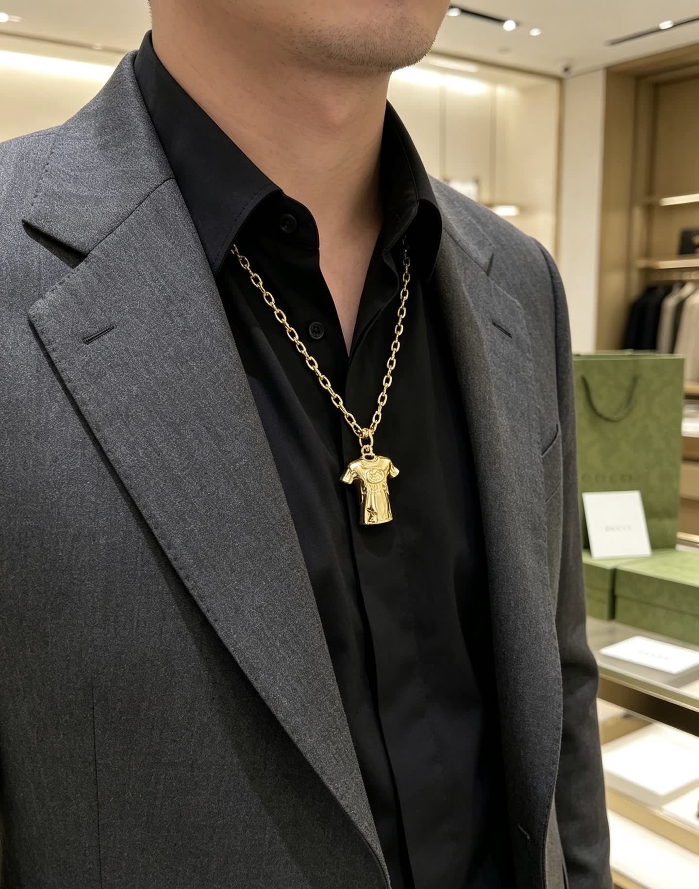 Gucci Gold Chain with T-shirt Pendant