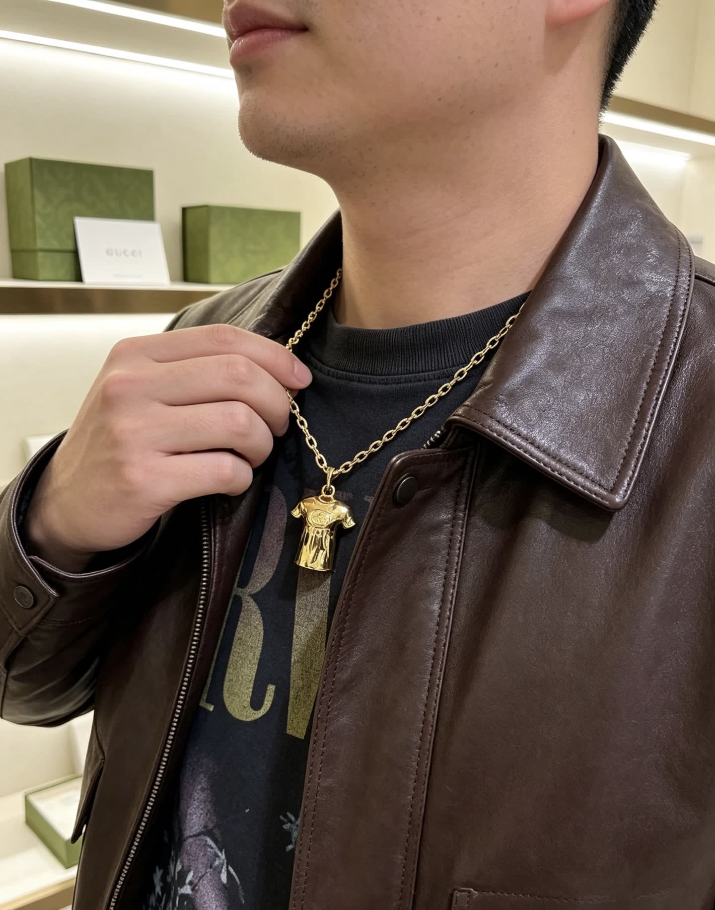 Gucci Gold Chain with T-shirt Pendant