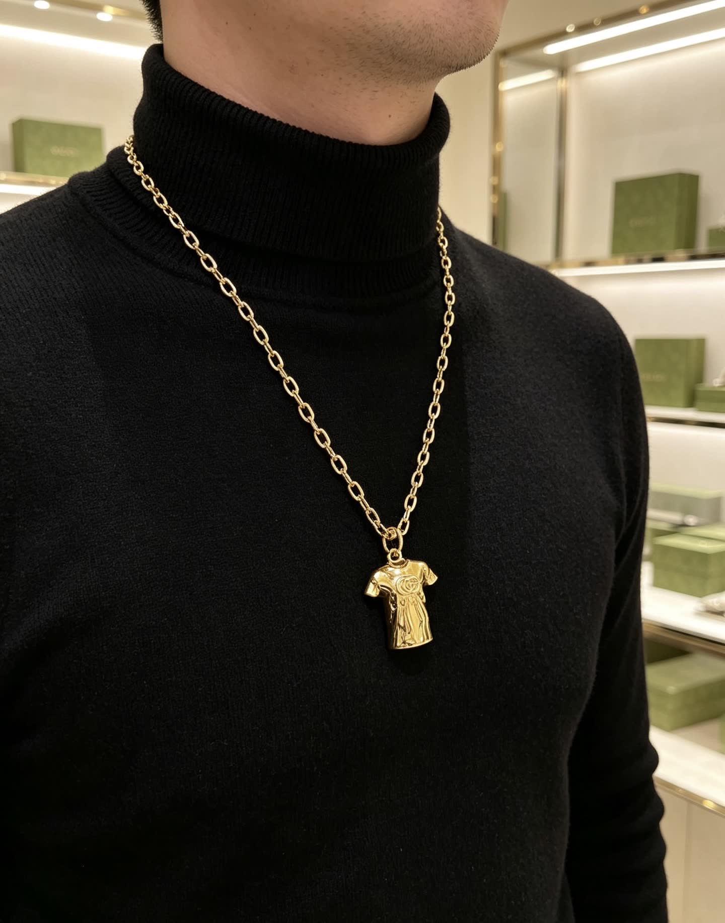 Gucci Gold Chain with T-shirt Pendant