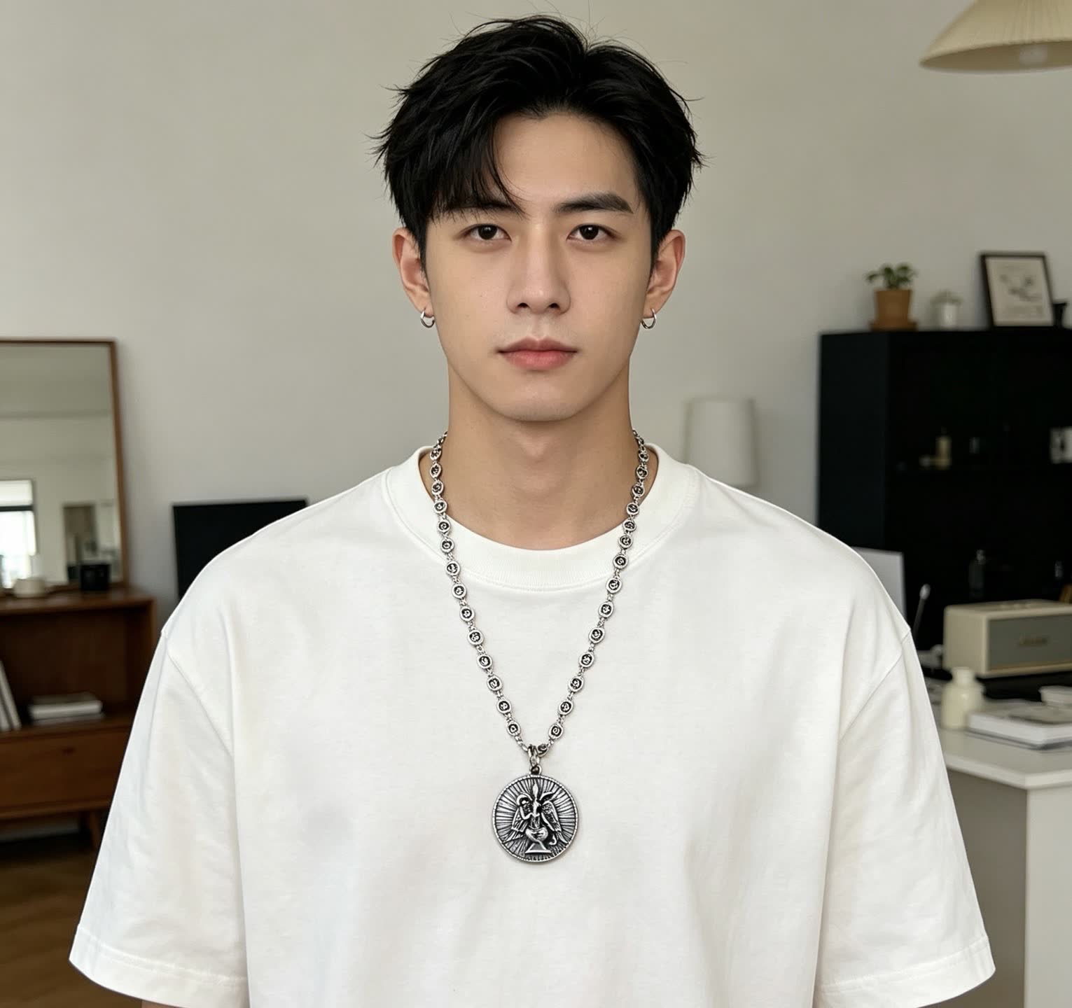 Gucci Silver Medallion Necklace