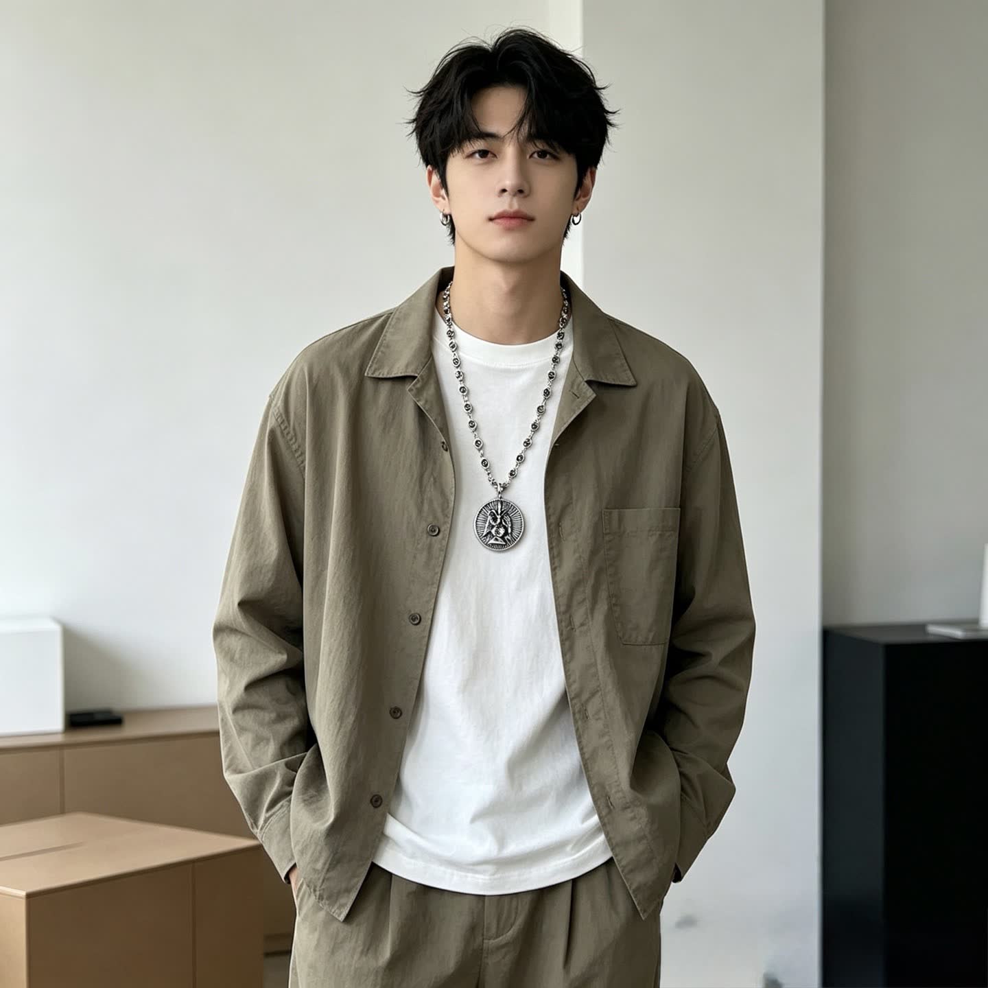 Gucci Silver Medallion Necklace