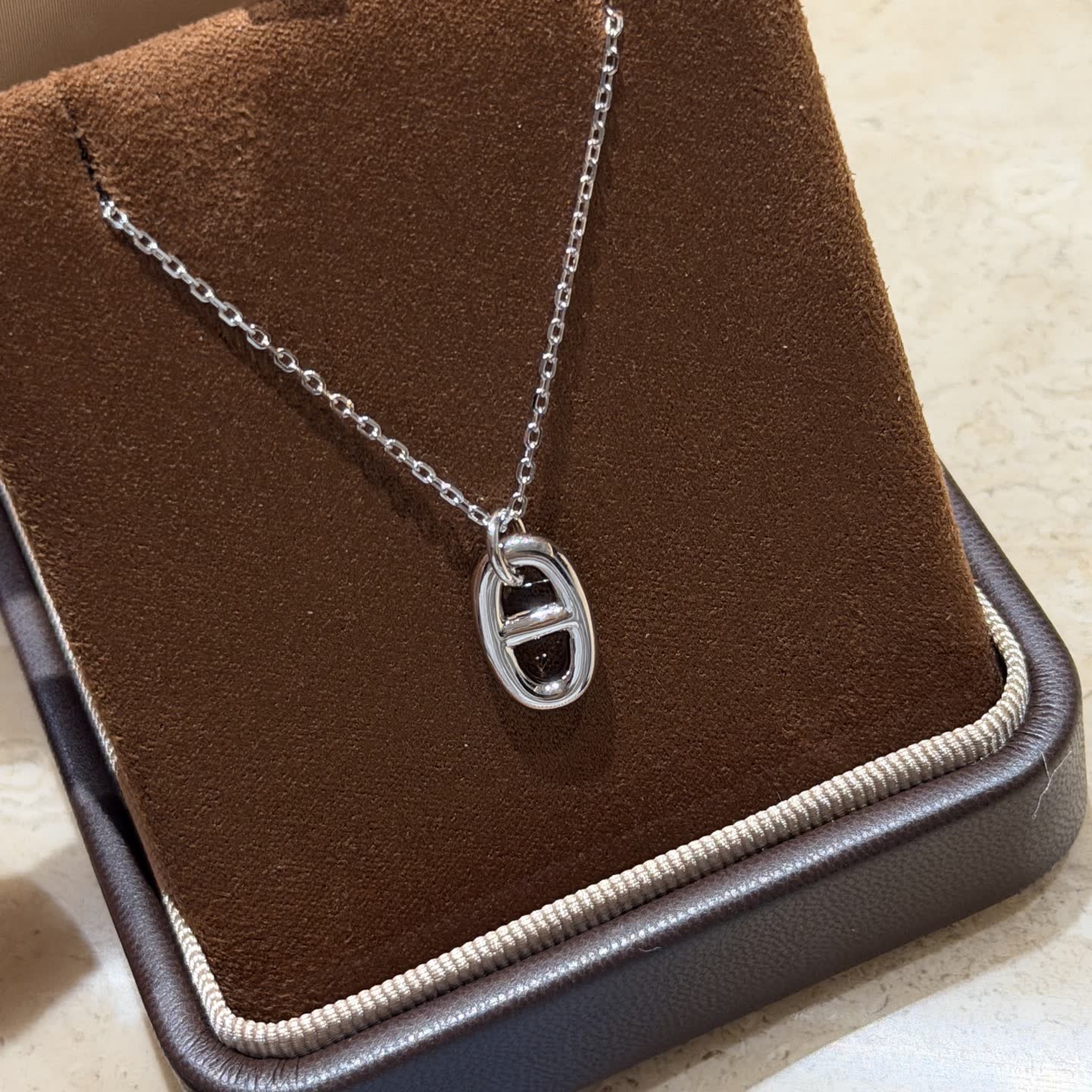 Silver Chain with Interlocking Rings Pendant