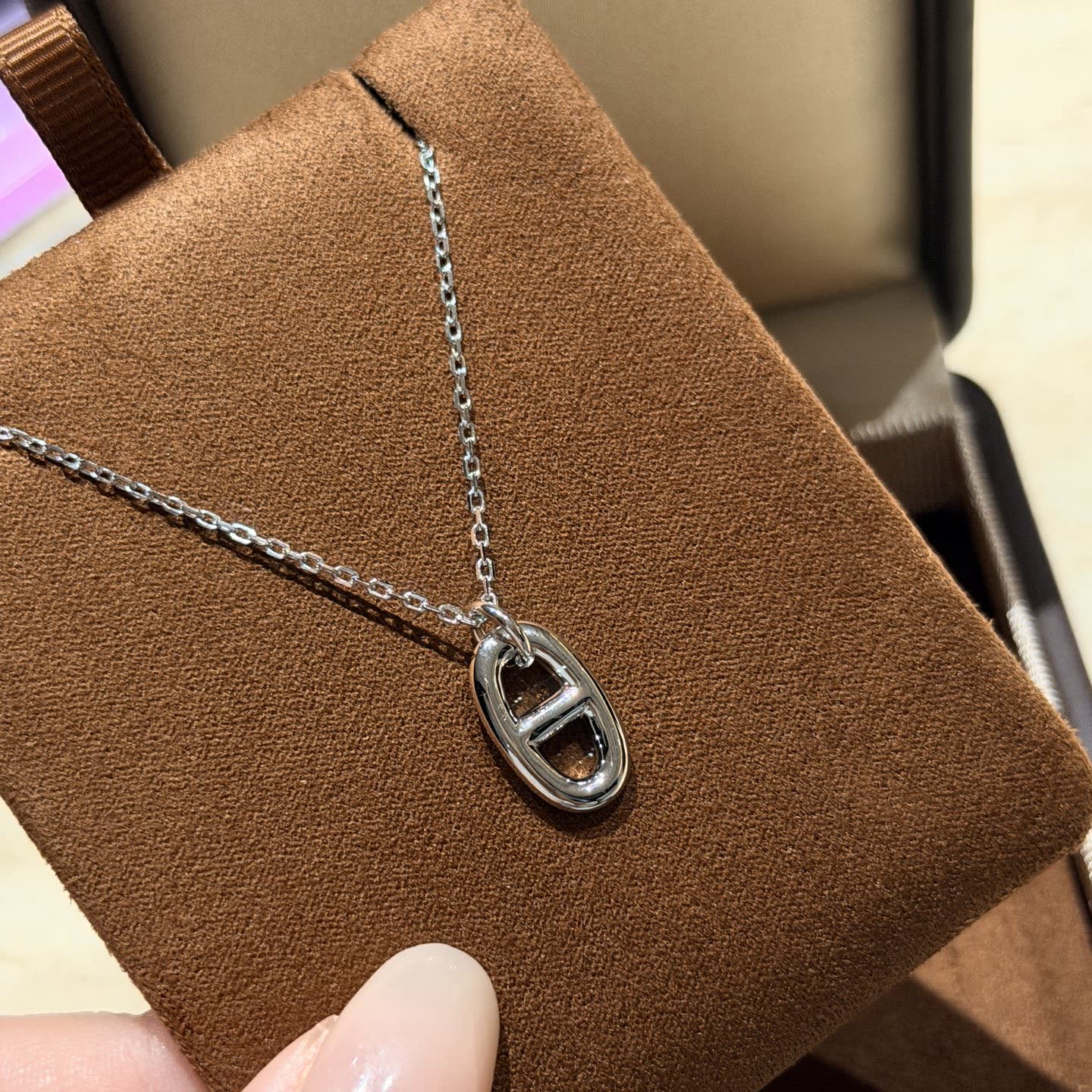 Silver Chain with Interlocking Rings Pendant