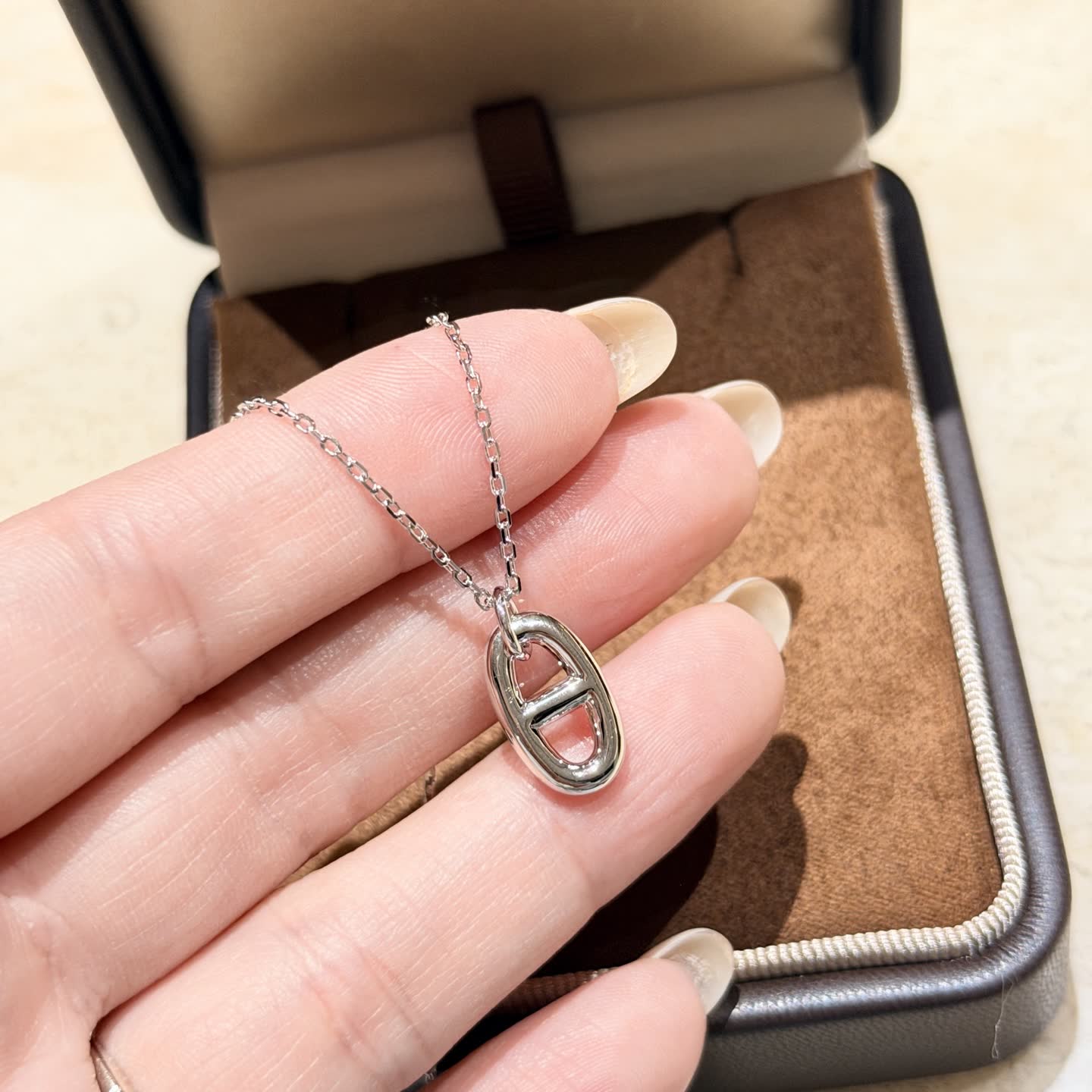 Silver Chain with Interlocking Rings Pendant