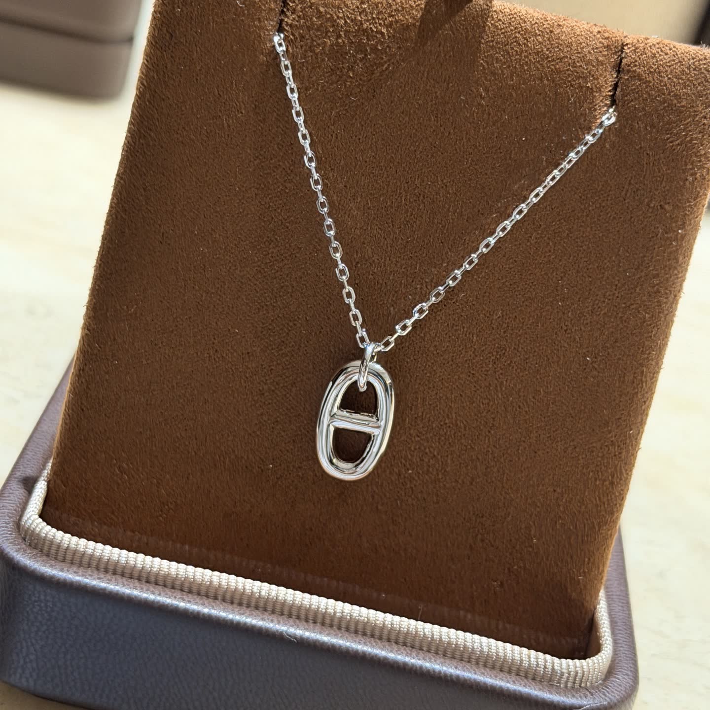 Silver Chain with Interlocking Rings Pendant