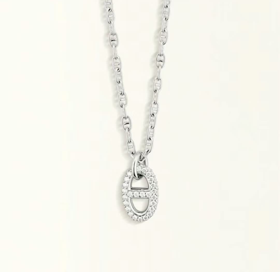 Hermes Hermès Equestrian Shield Diamond-Encrusted Necklace