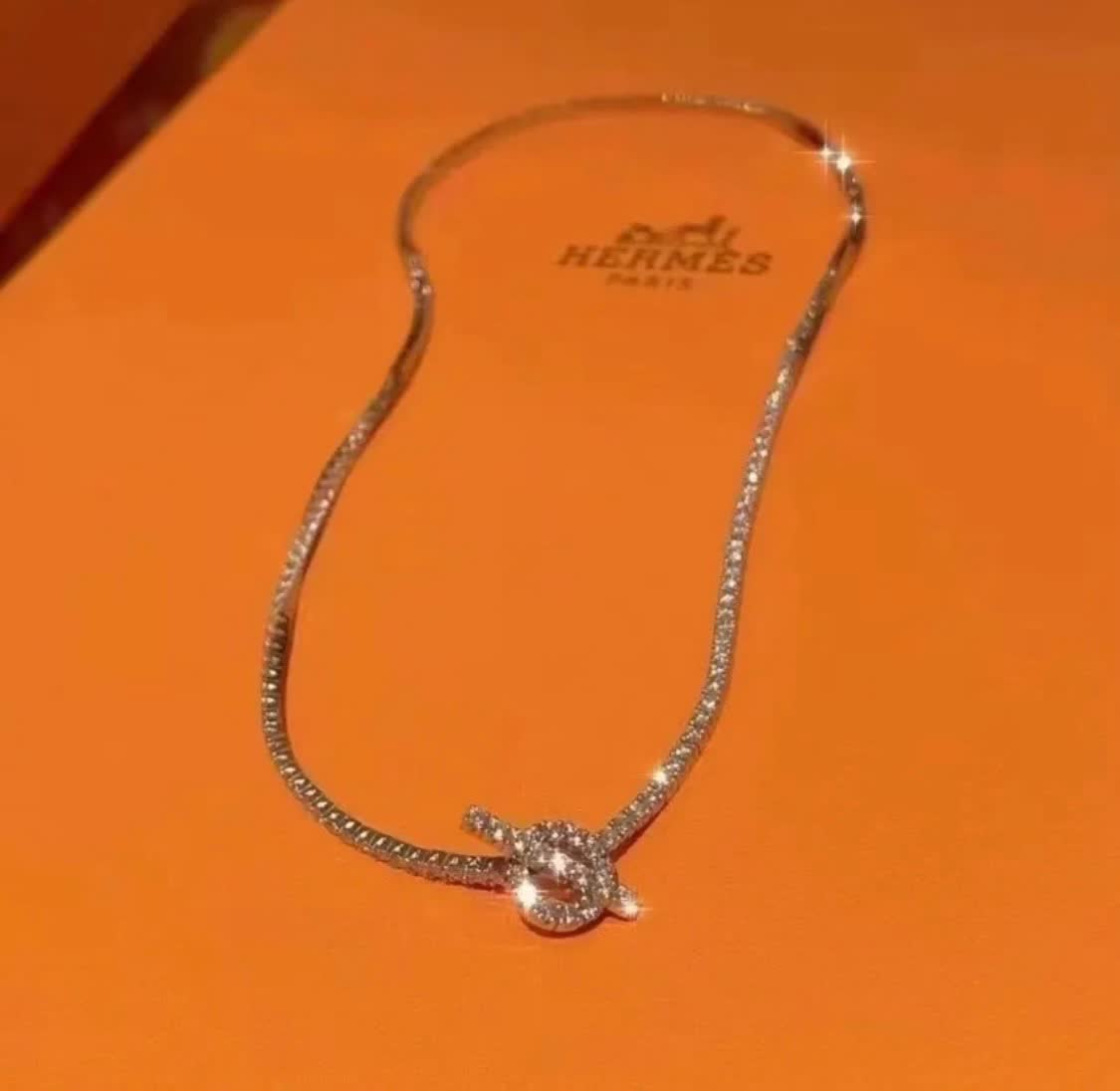 Hermes Hermès Paris Diamond Knot Necklace