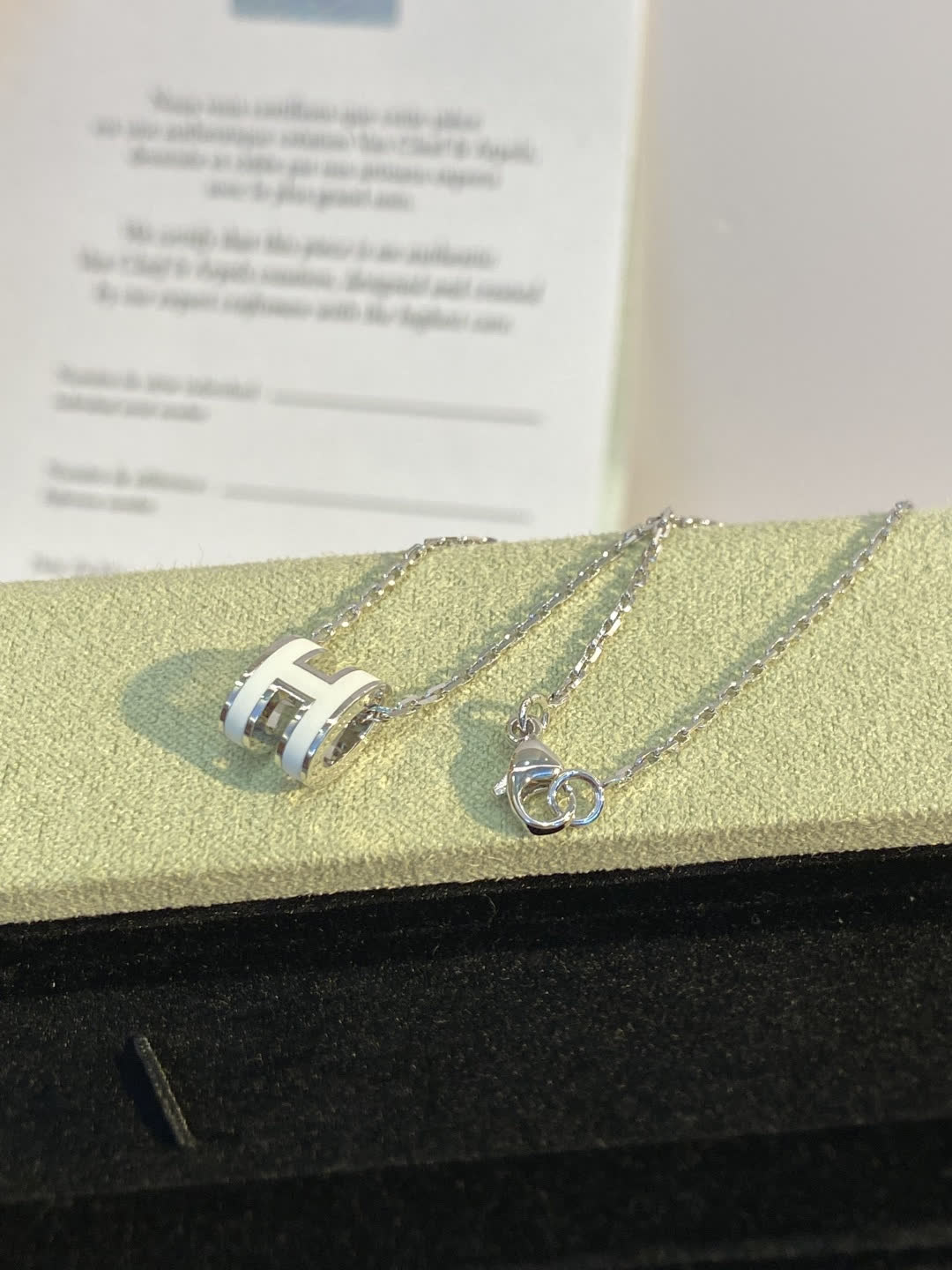 Hermes Hermès H Logo Diamond Pendant Necklace