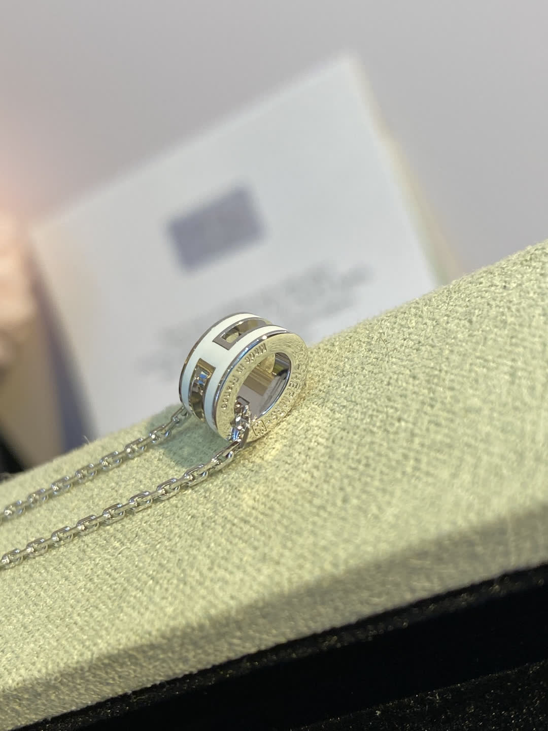 Hermes Hermès H Logo Diamond Pendant Necklace