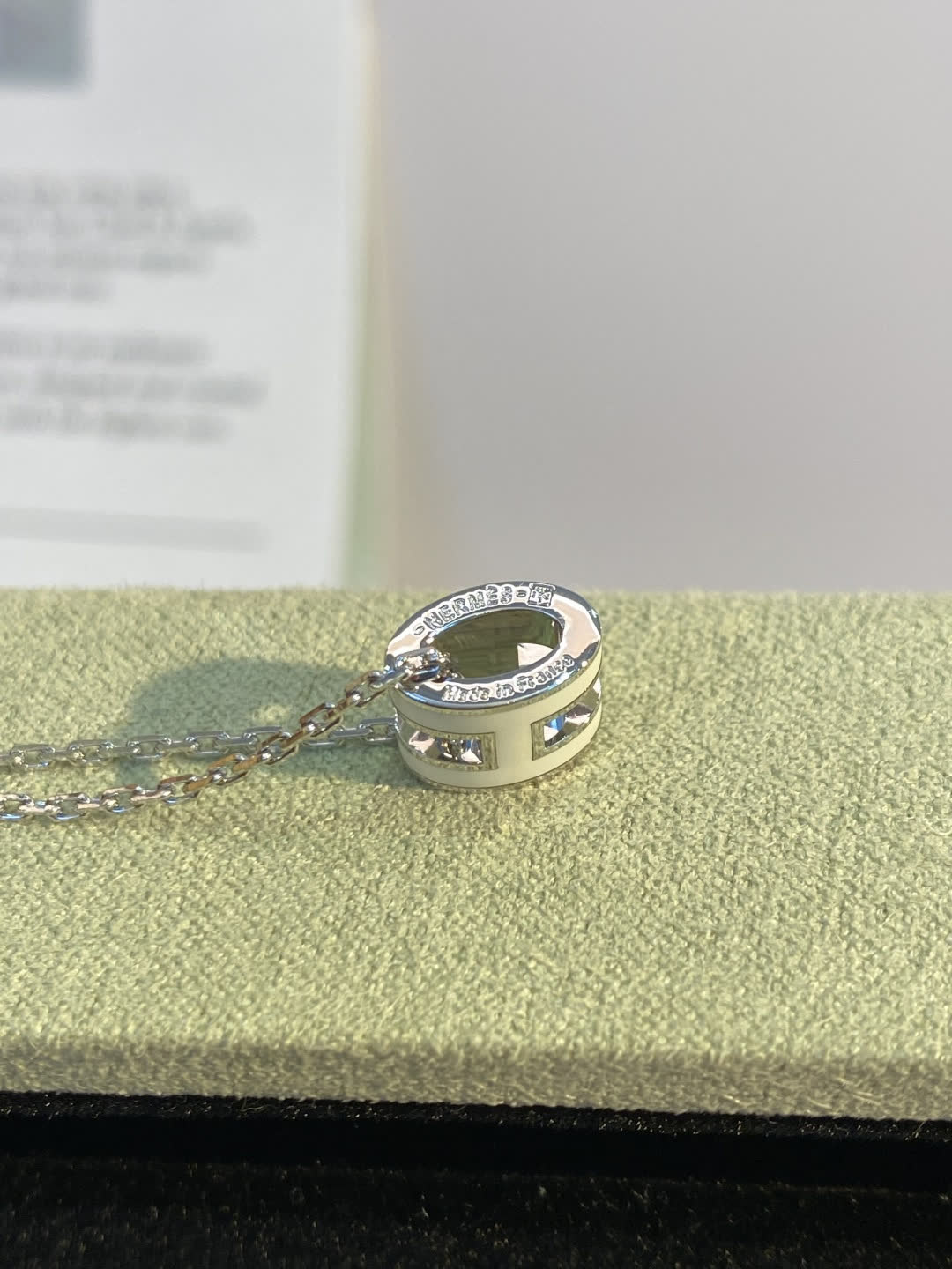 Hermes Hermès H Logo Diamond Pendant Necklace