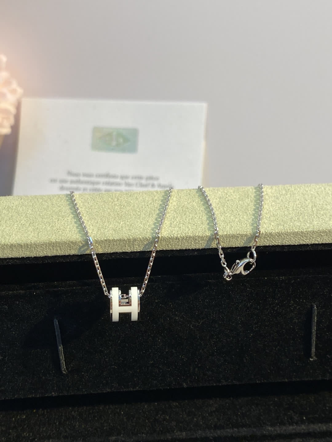Hermes Hermès H Logo Diamond Pendant Necklace