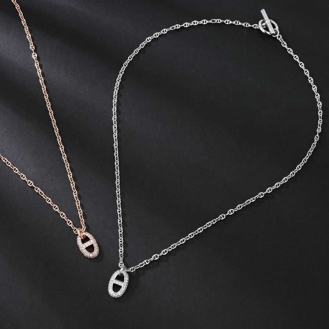 Hermes Hermès Equestrian Shield Diamond Necklace