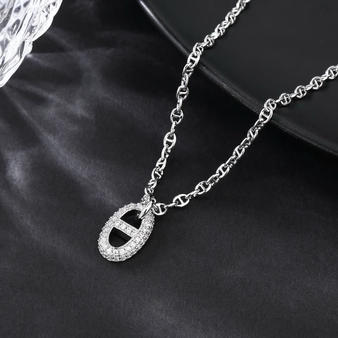 Hermes Hermès Equestrian Shield Diamond Necklace
