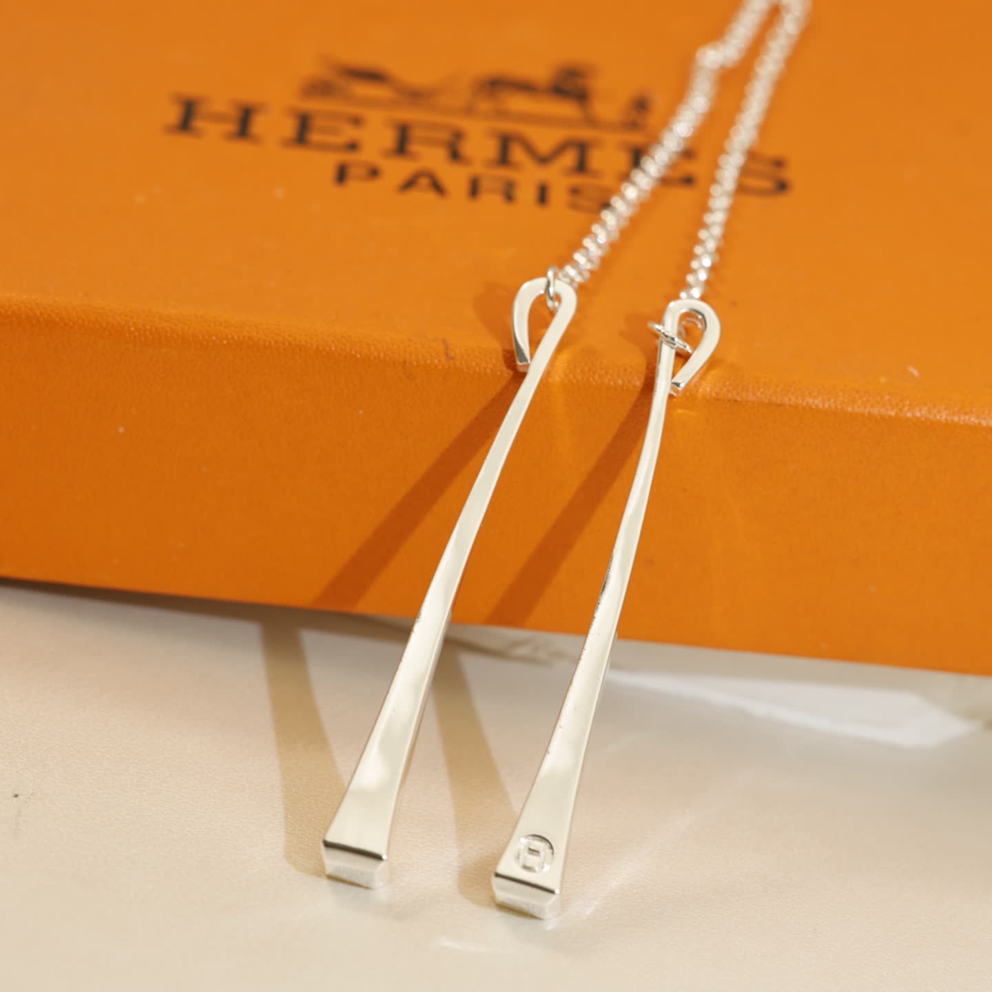 Hermes Hermès Paris Silver Bar Necklace