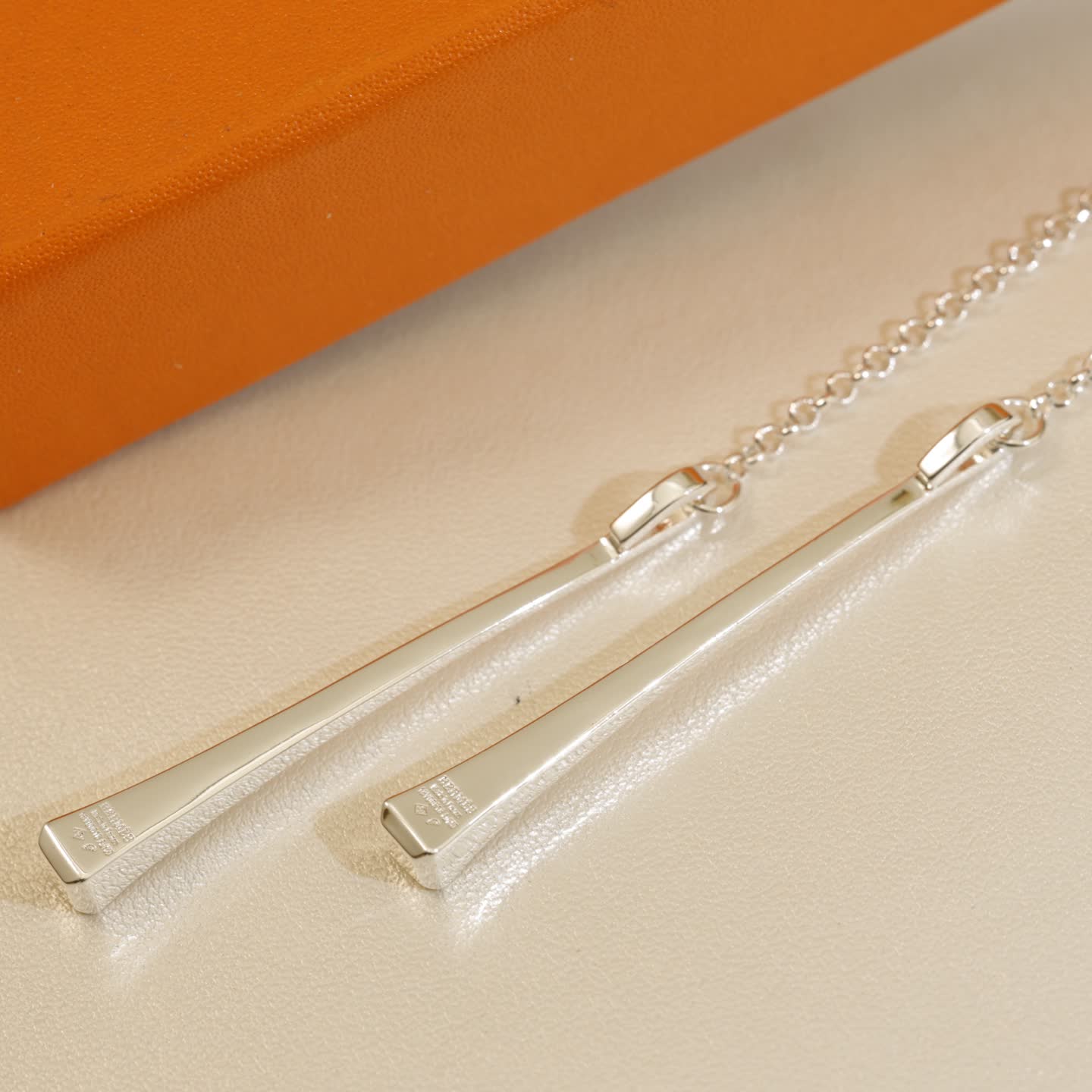 Hermes Hermès Paris Silver Bar Necklace