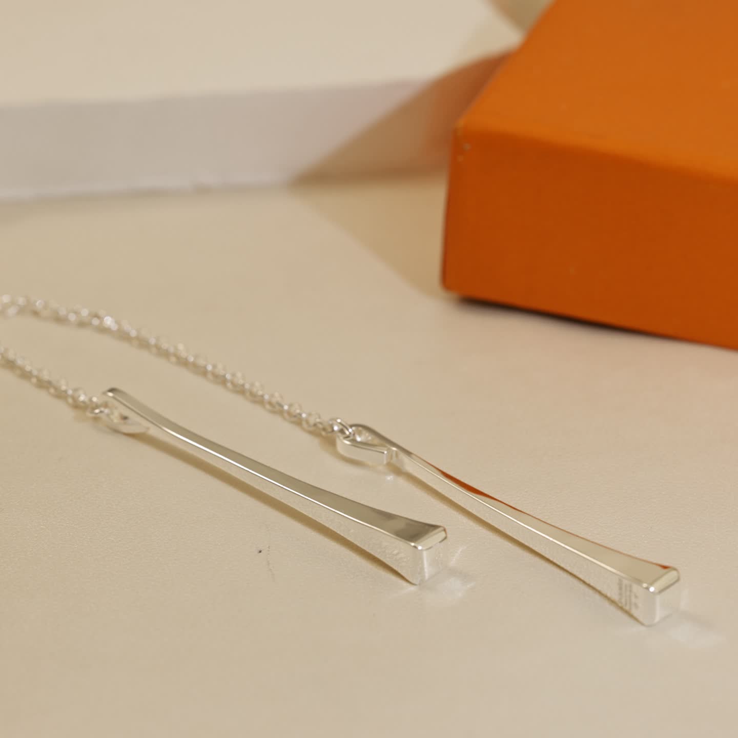 Hermes Hermès Paris Silver Bar Necklace