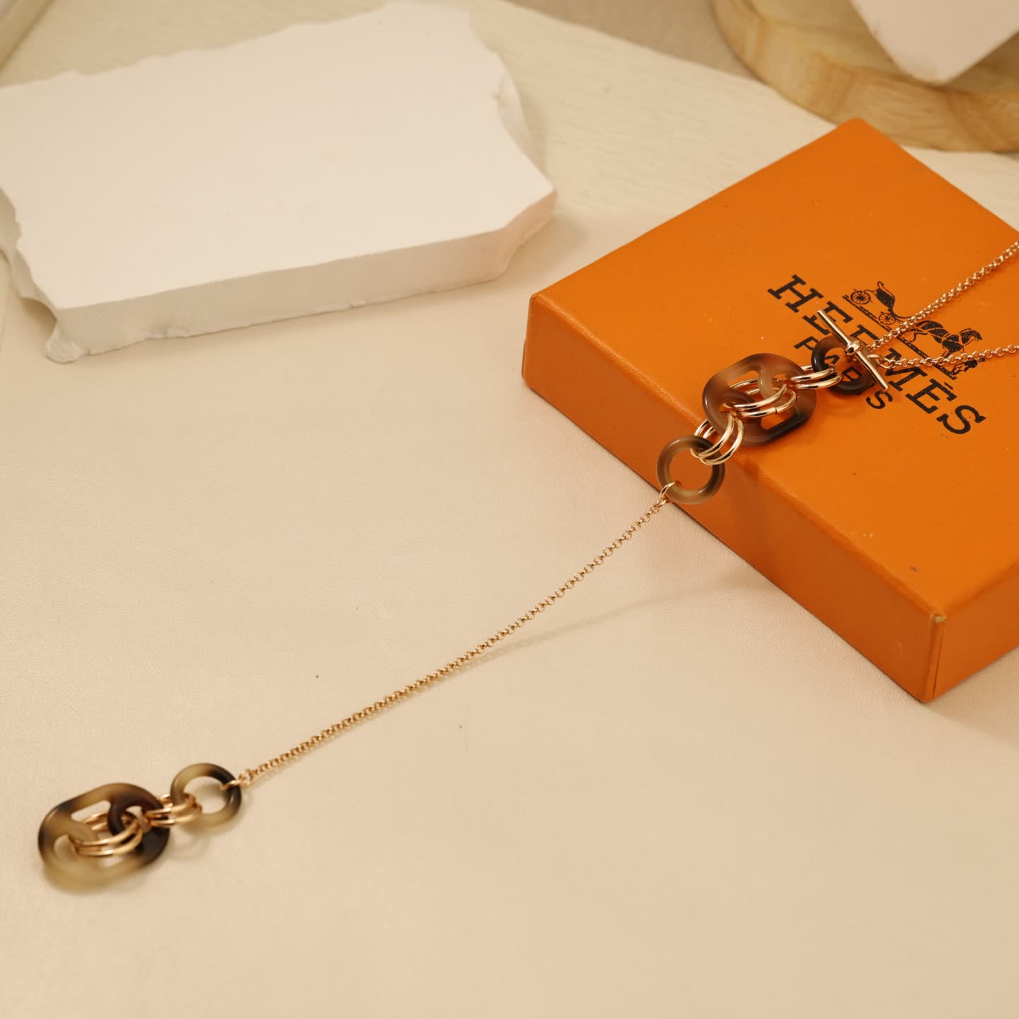 Hermes Hermès Gold-Tone and Tortoiseshell Y-Necklace