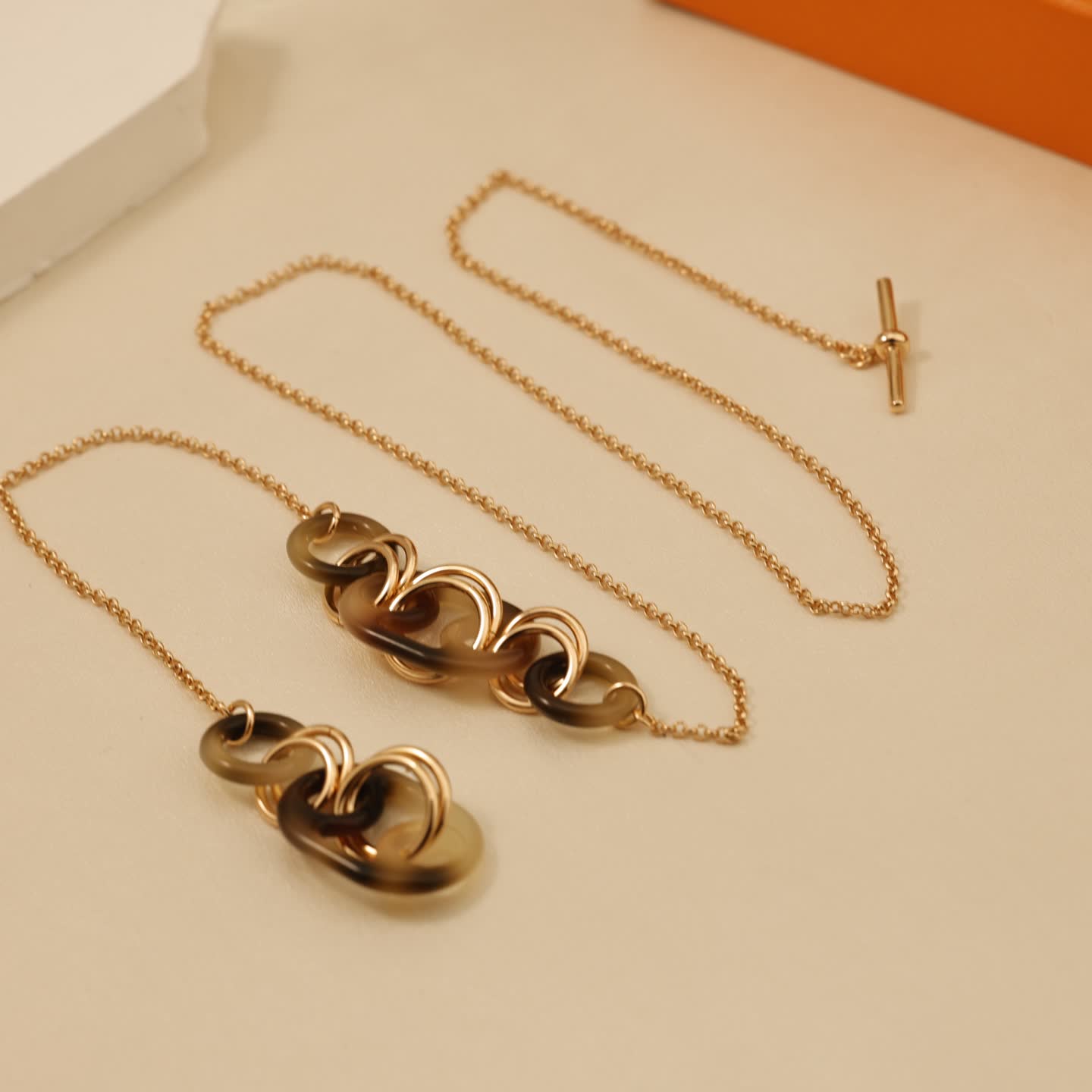 Hermes Hermès Gold-Tone and Tortoiseshell Y-Necklace