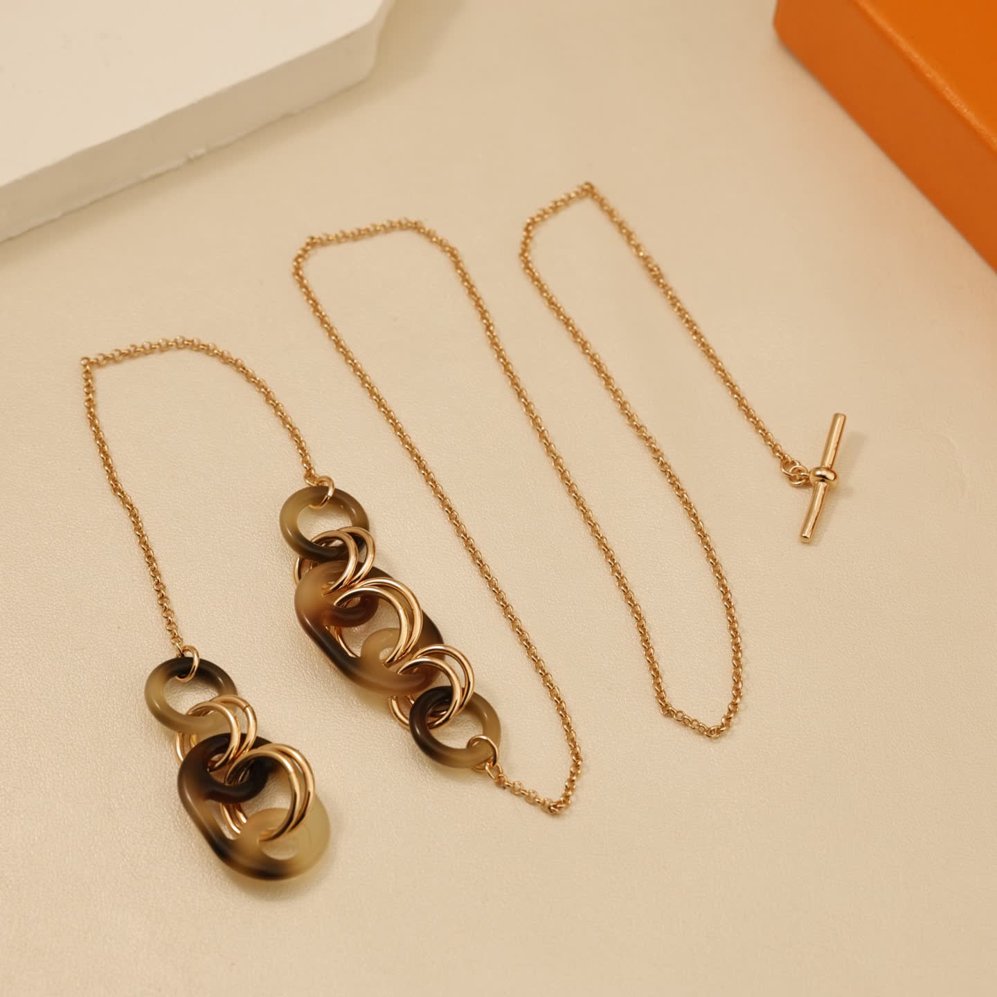 Hermes Hermès Gold-Tone and Tortoiseshell Y-Necklace
