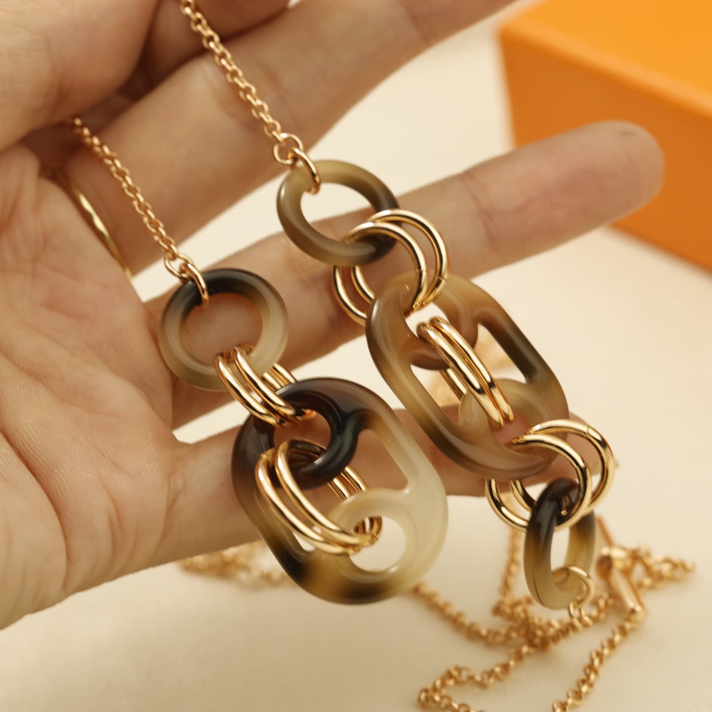 Hermes Hermès Gold-Tone and Tortoiseshell Y-Necklace