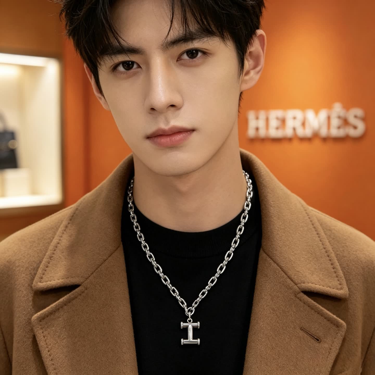 Hermes Hermès Silver T-Pendant Necklace