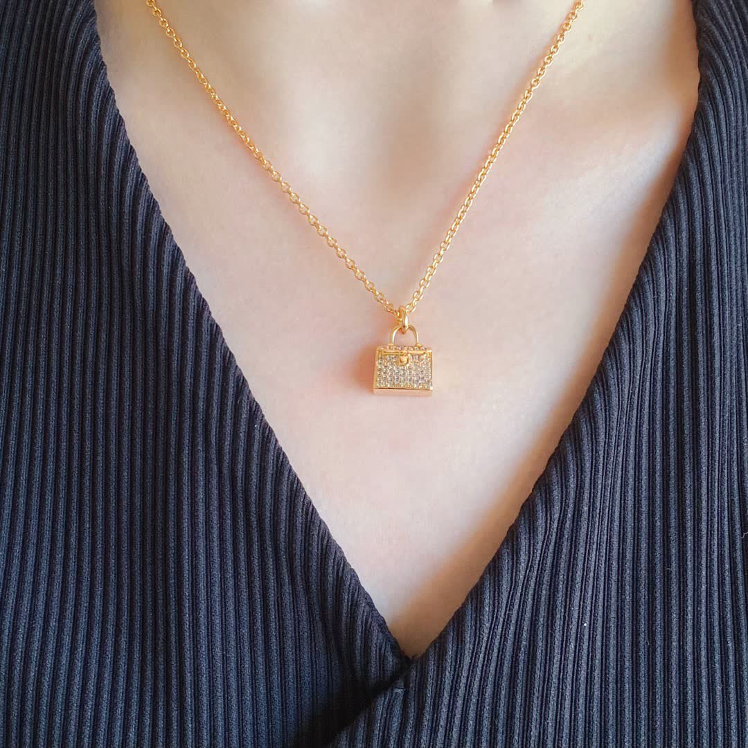 Hermes Gold Lock Pendant Necklace
