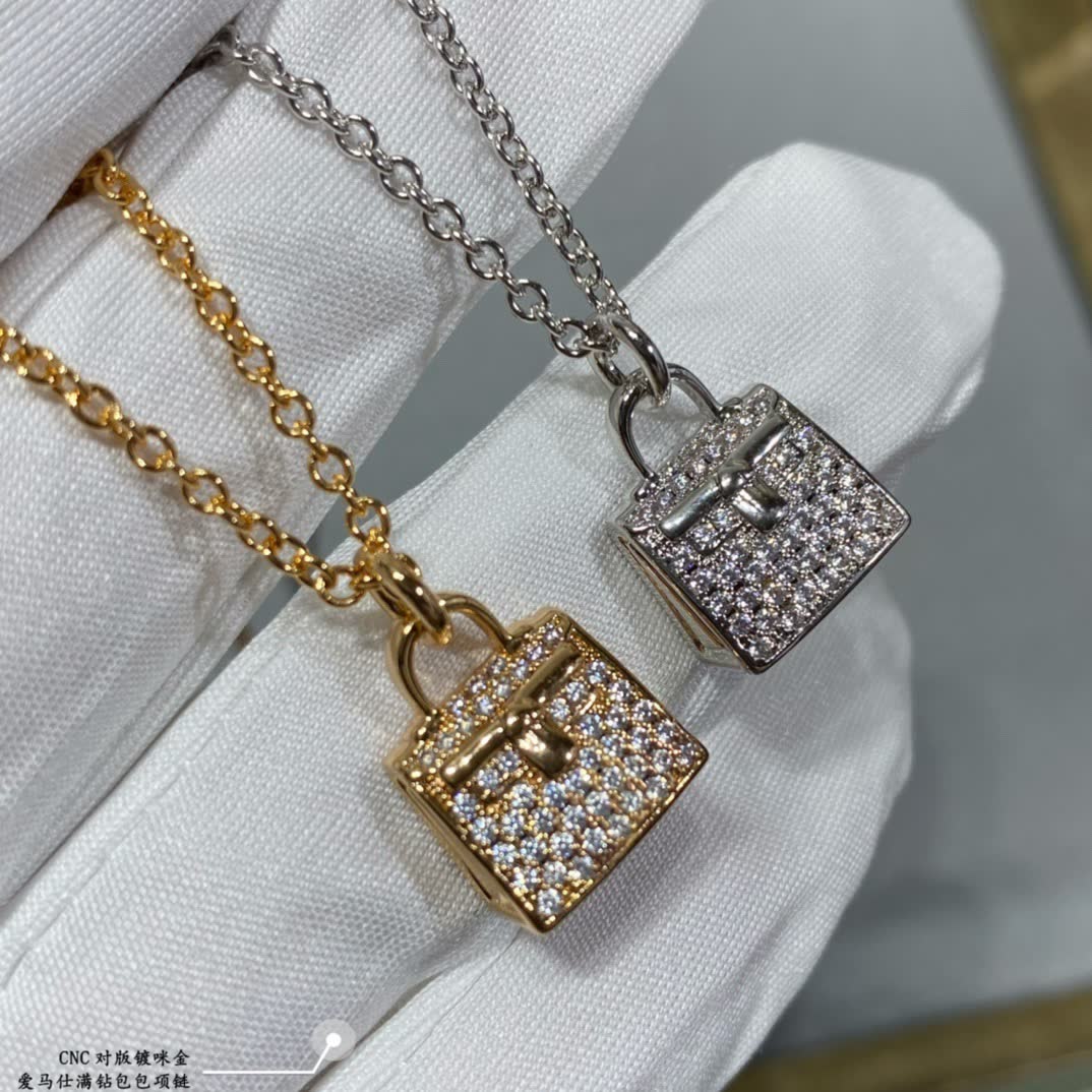 Hermes Gold Lock Pendant Necklace