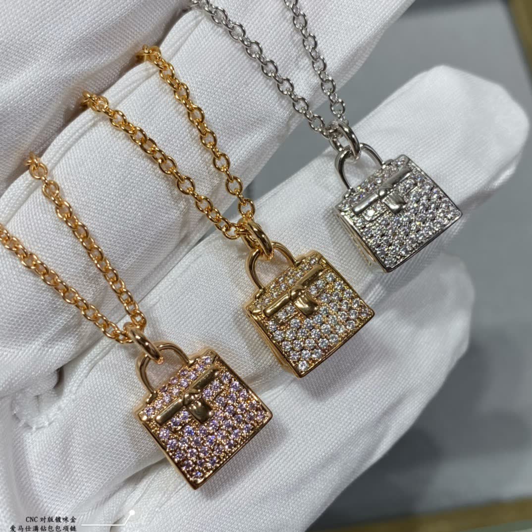 Hermes Gold Lock Pendant Necklace