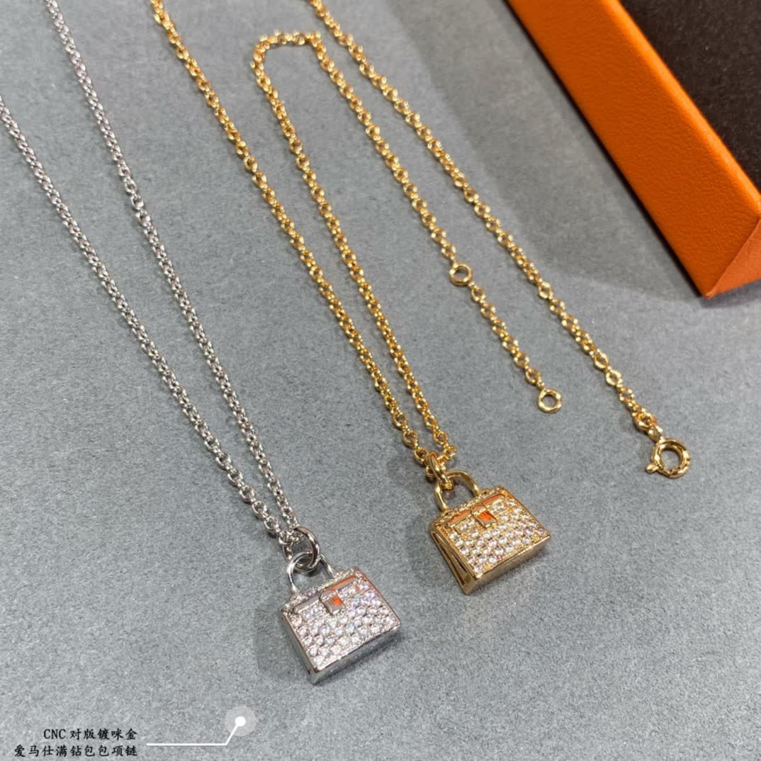 Hermes Gold Lock Pendant Necklace