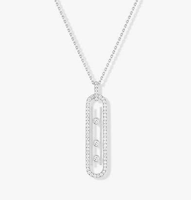 Messika Silver Diamond-Encrusted Bar Necklace